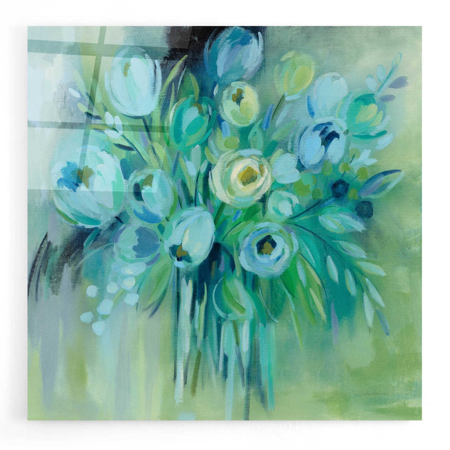 Epic Art 'Aurora Borealis Florals' by Silvia Vassileva, Acrylic Glass Wall Art,12x12