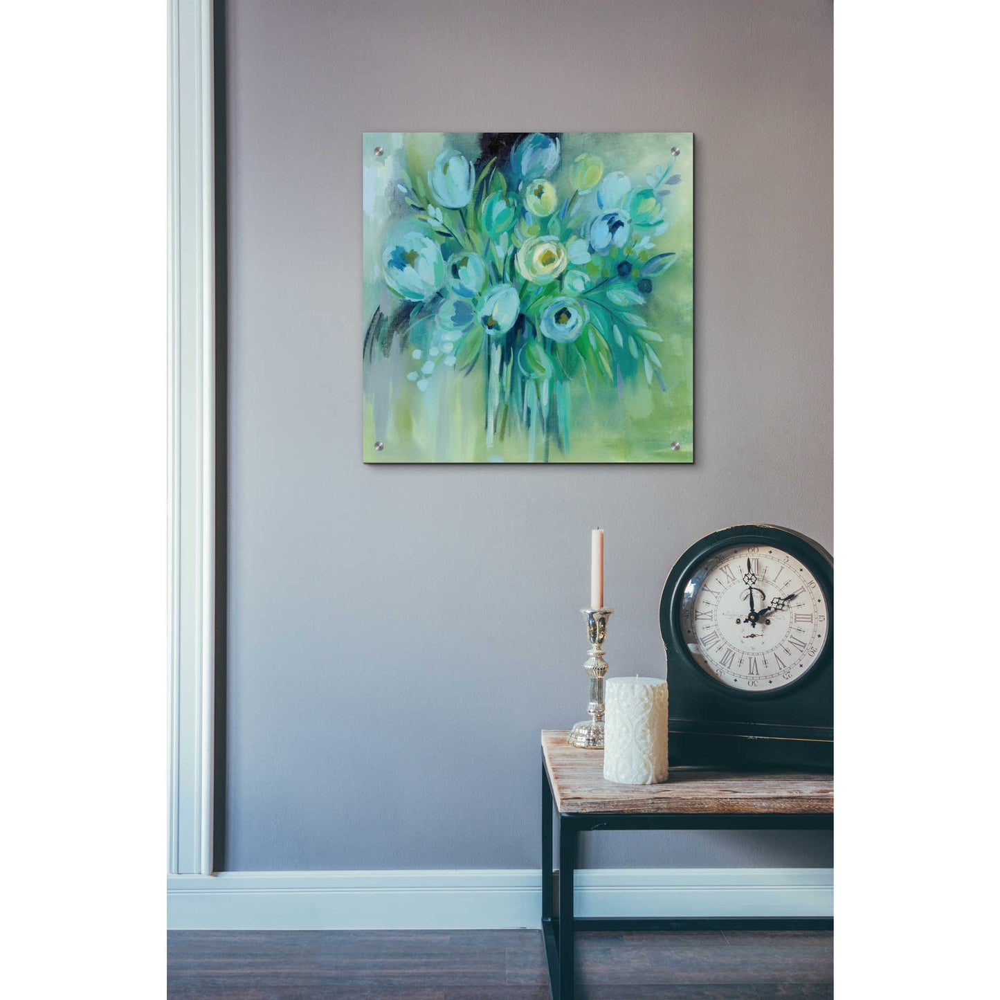 Epic Art 'Aurora Borealis Florals' by Silvia Vassileva, Acrylic Glass Wall Art,24x24