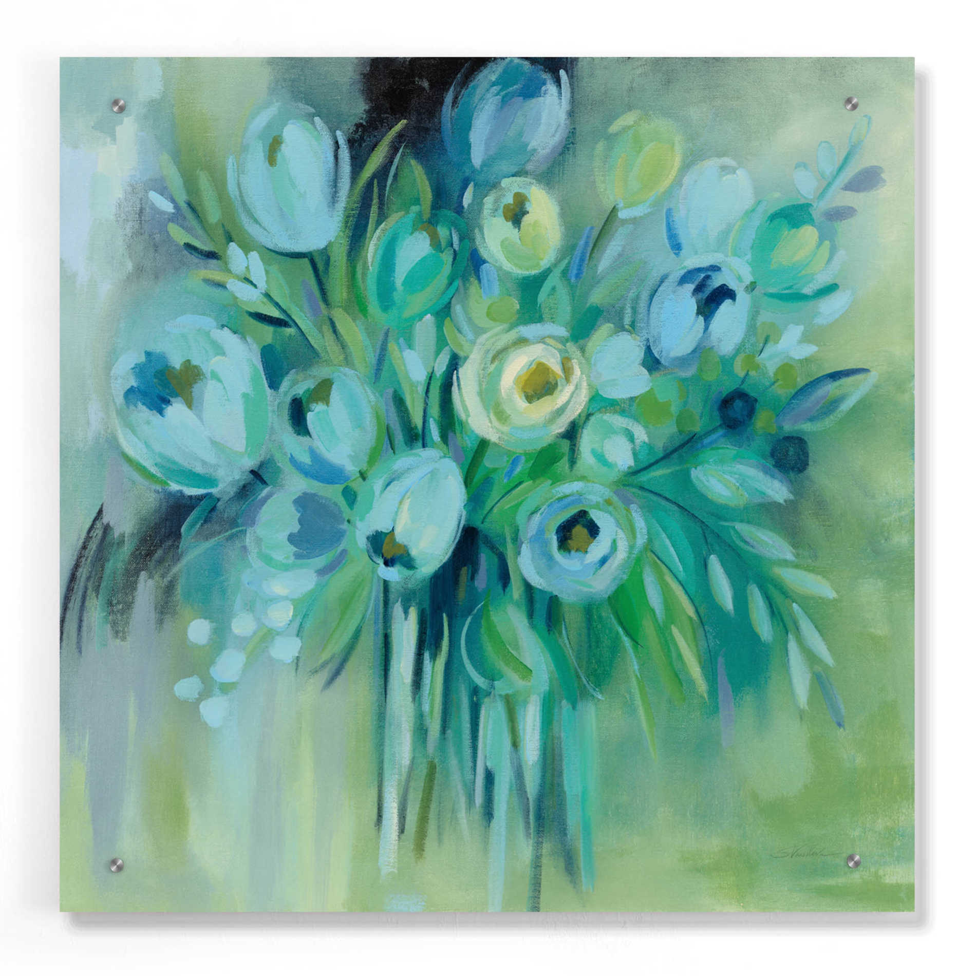 Epic Art 'Aurora Borealis Florals' by Silvia Vassileva, Acrylic Glass Wall Art,24x24