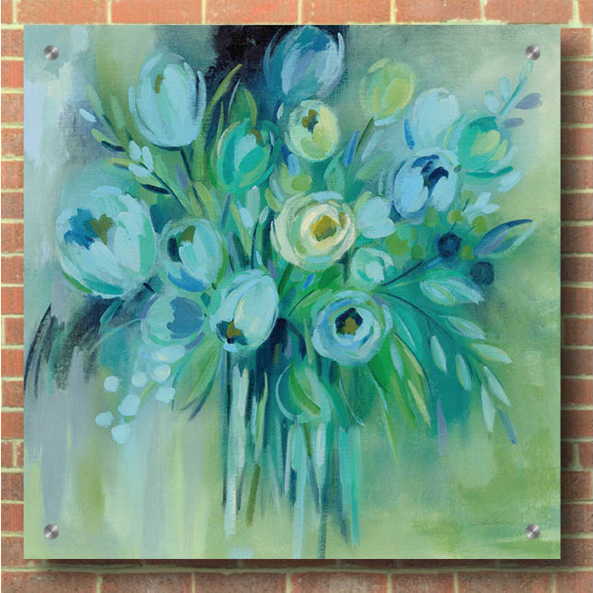 Epic Art 'Aurora Borealis Florals' by Silvia Vassileva, Acrylic Glass Wall Art,36x36