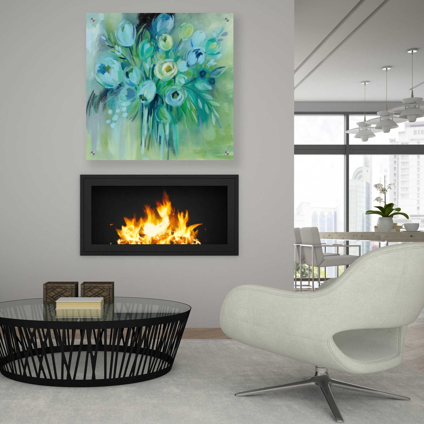 Epic Art 'Aurora Borealis Florals' by Silvia Vassileva, Acrylic Glass Wall Art,36x36