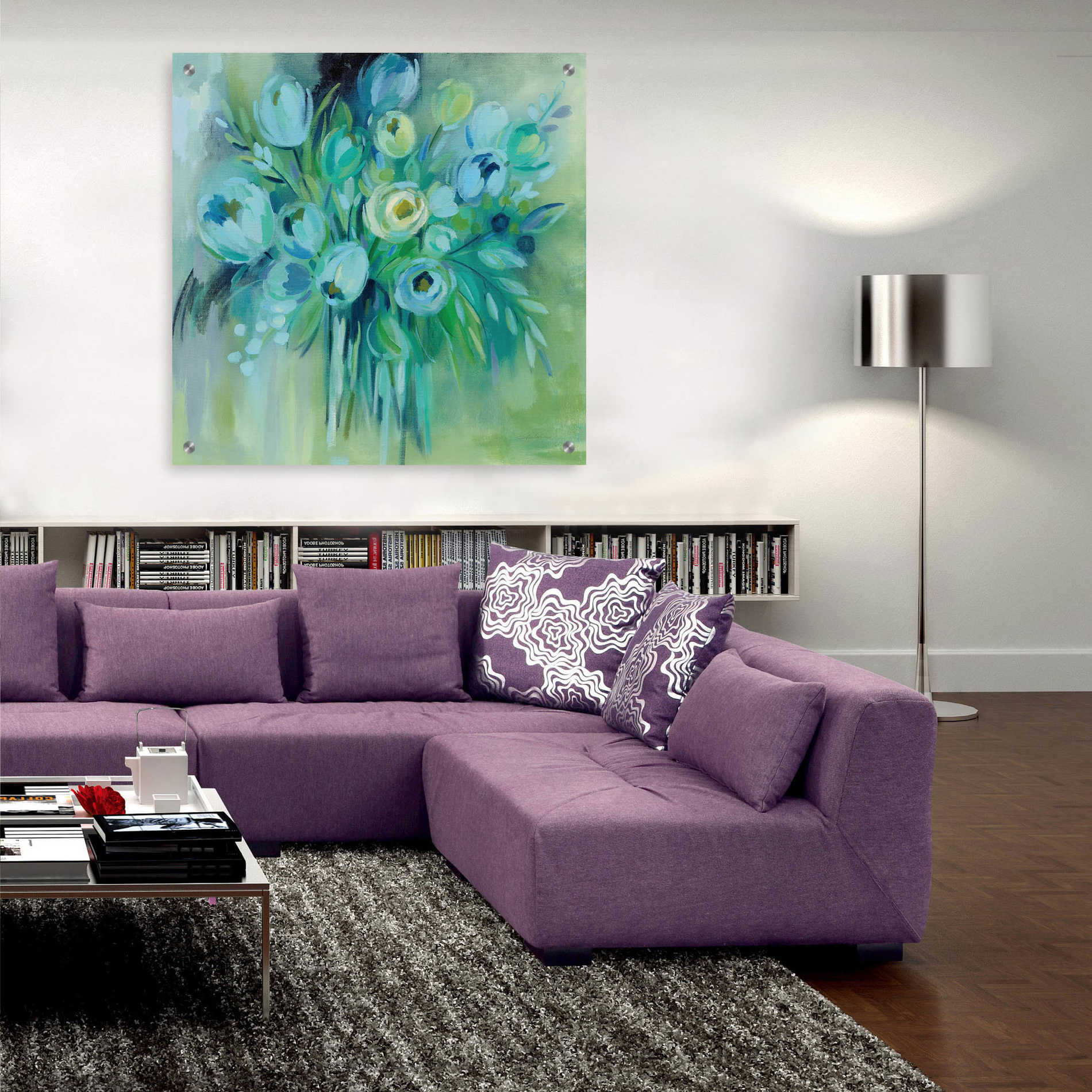 Epic Art 'Aurora Borealis Florals' by Silvia Vassileva, Acrylic Glass Wall Art,36x36