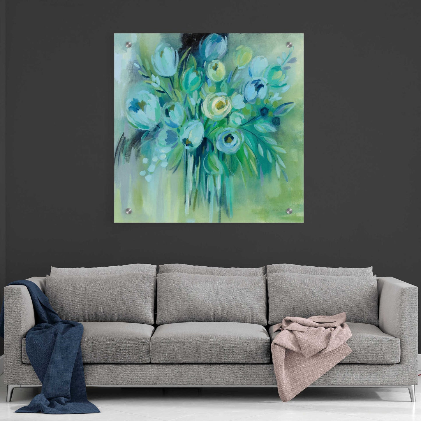 Epic Art 'Aurora Borealis Florals' by Silvia Vassileva, Acrylic Glass Wall Art,36x36