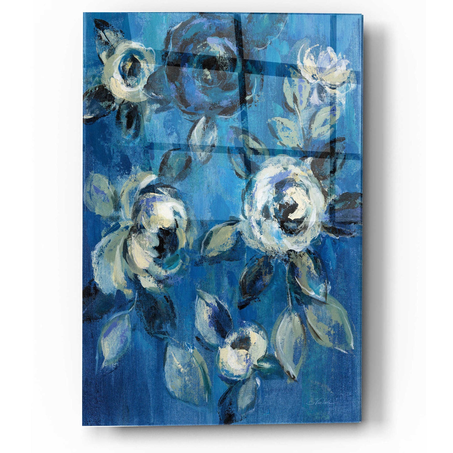 Epic Art 'Loose Flowers on Blue I' by Silvia Vassileva, Acrylic Glass Wall Art,12x16