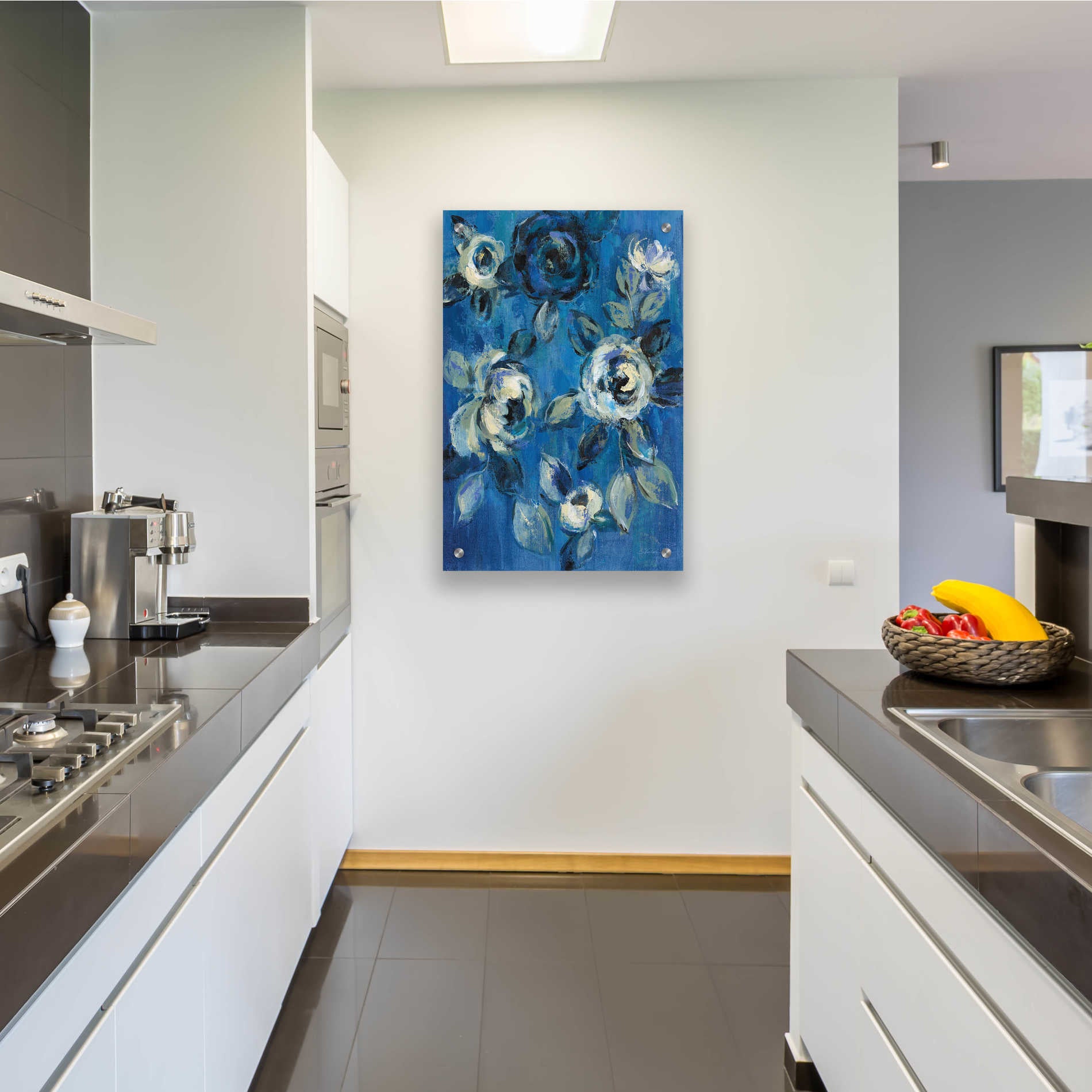 Epic Art 'Loose Flowers on Blue I' by Silvia Vassileva, Acrylic Glass Wall Art,24x36