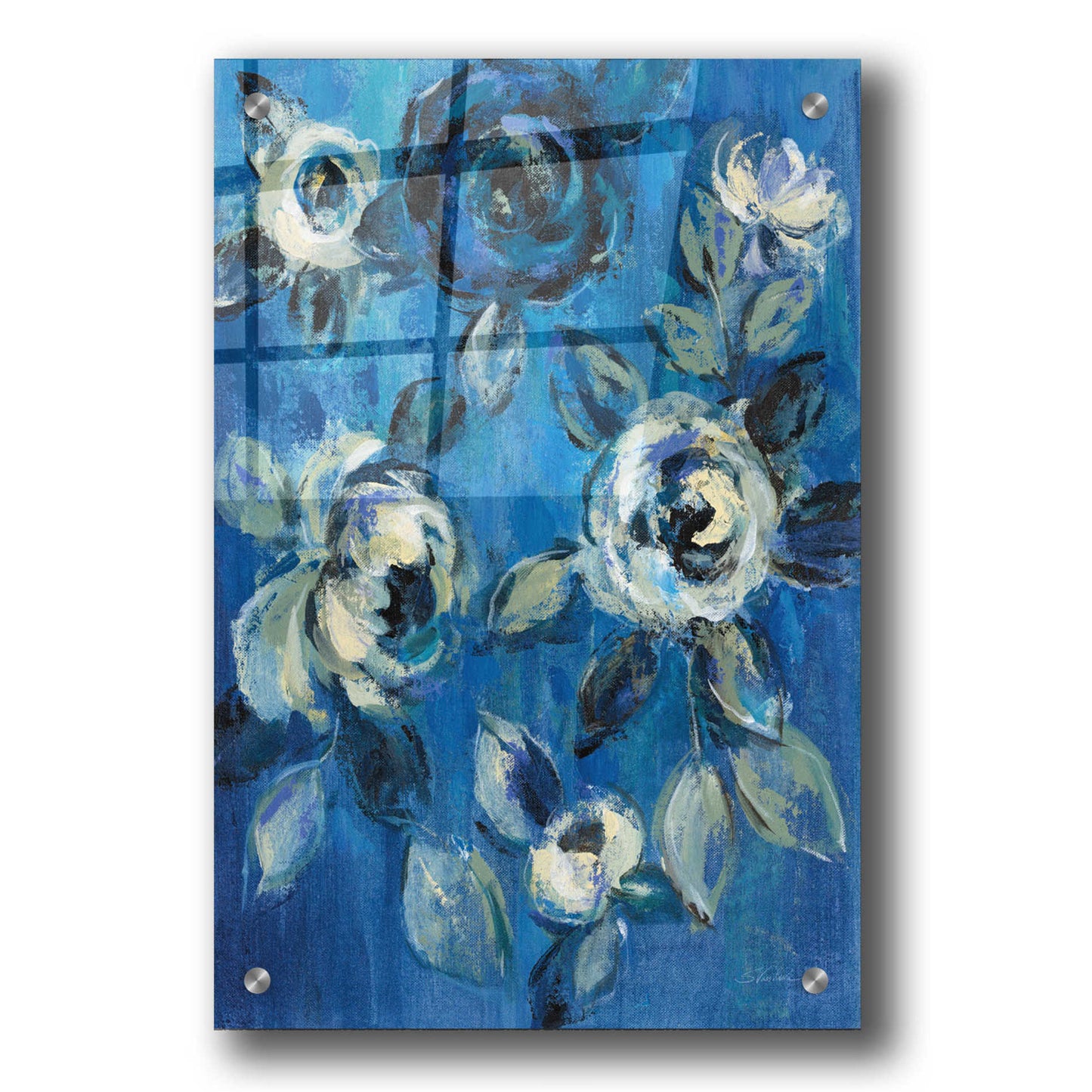 Epic Art 'Loose Flowers on Blue I' by Silvia Vassileva, Acrylic Glass Wall Art,24x36