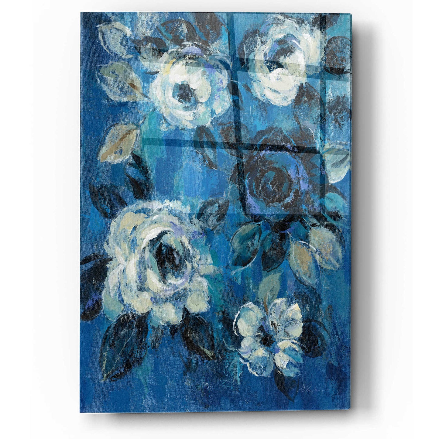 Epic Art 'Loose Flowers on Blue II' by Silvia Vassileva, Acrylic Glass Wall Art,12x16