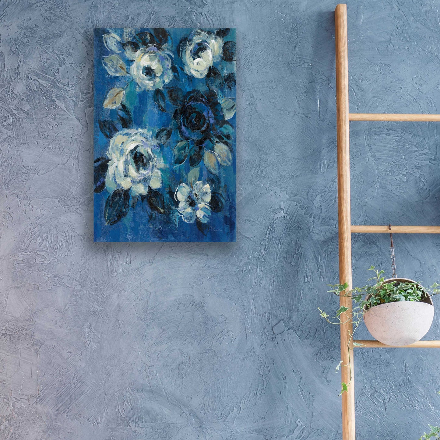 Epic Art 'Loose Flowers on Blue II' by Silvia Vassileva, Acrylic Glass Wall Art,16x24