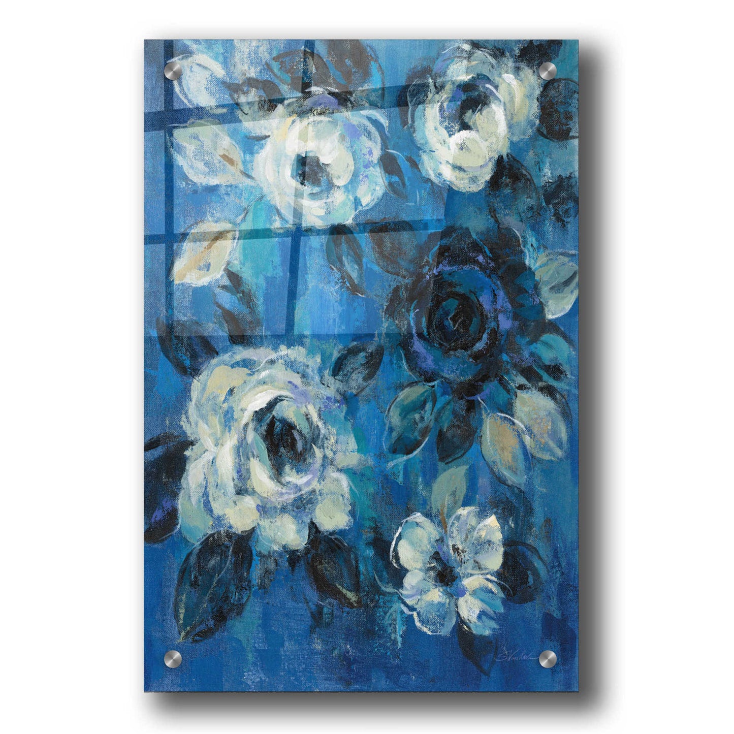 Epic Art 'Loose Flowers on Blue II' by Silvia Vassileva, Acrylic Glass Wall Art,24x36