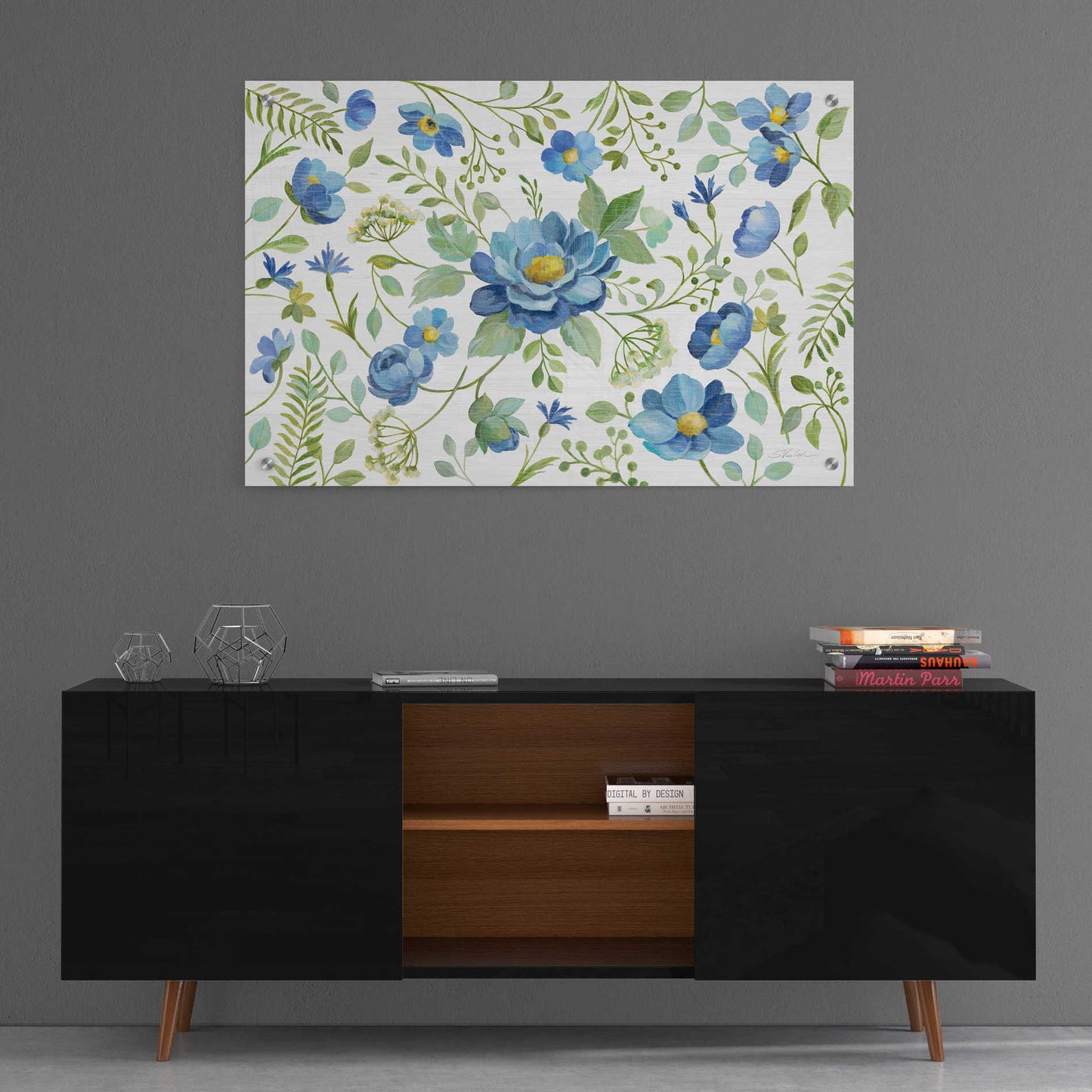 Epic Art 'Botanical Blue I' by Silvia Vassileva, Acrylic Glass Wall Art,36x24