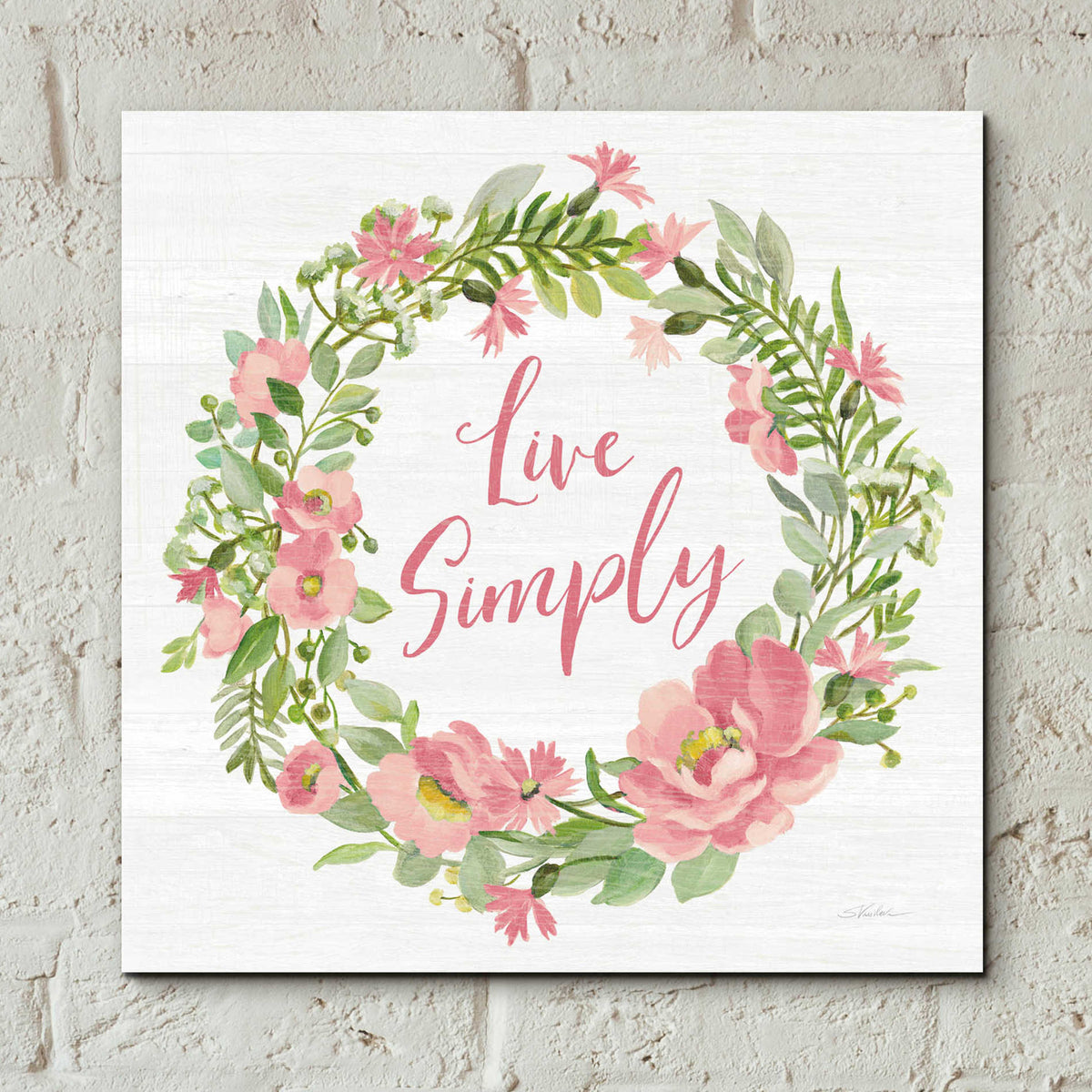 Epic Art 'Live Simply Blush' by Silvia Vassileva, Acrylic Glass Wall Art,12x12