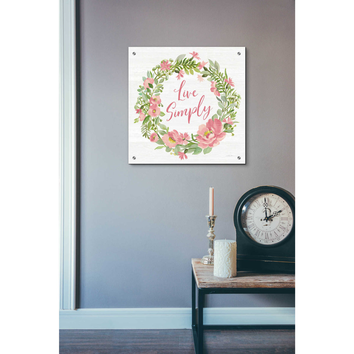 Epic Art 'Live Simply Blush' by Silvia Vassileva, Acrylic Glass Wall Art,24x24