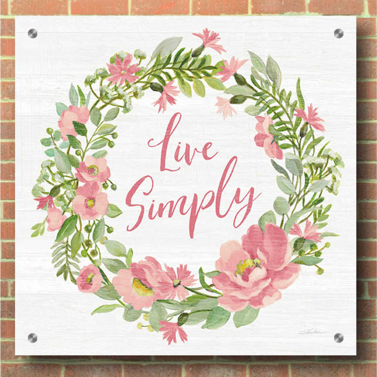 Epic Art 'Live Simply Blush' by Silvia Vassileva, Acrylic Glass Wall Art,36x36