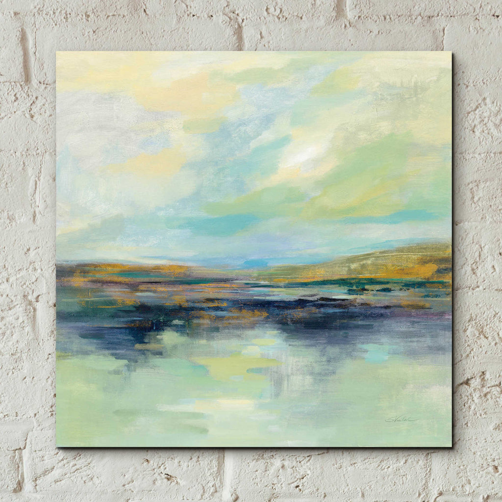 Epic Art 'Golden Fields by the River' by Silvia Vassileva, Acrylic Glass Wall Art,12x12