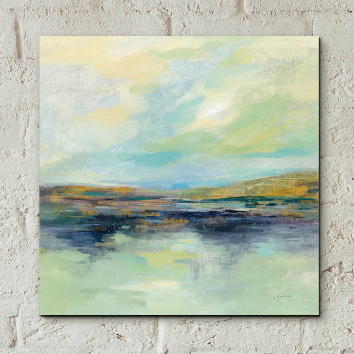 Epic Art 'Golden Fields by the River' by Silvia Vassileva, Acrylic Glass Wall Art,12x12