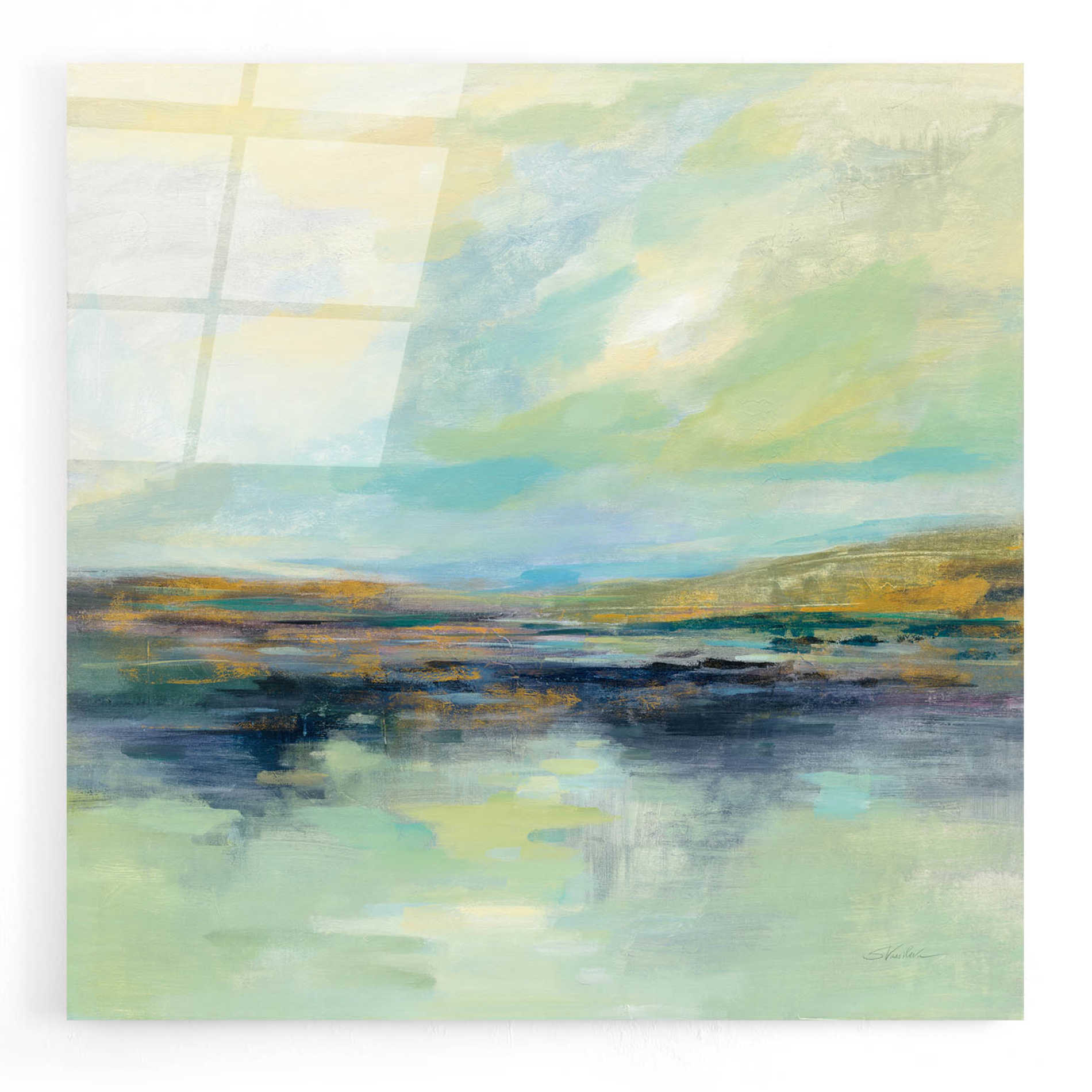Epic Art 'Golden Fields by the River' by Silvia Vassileva, Acrylic Glass Wall Art,12x12