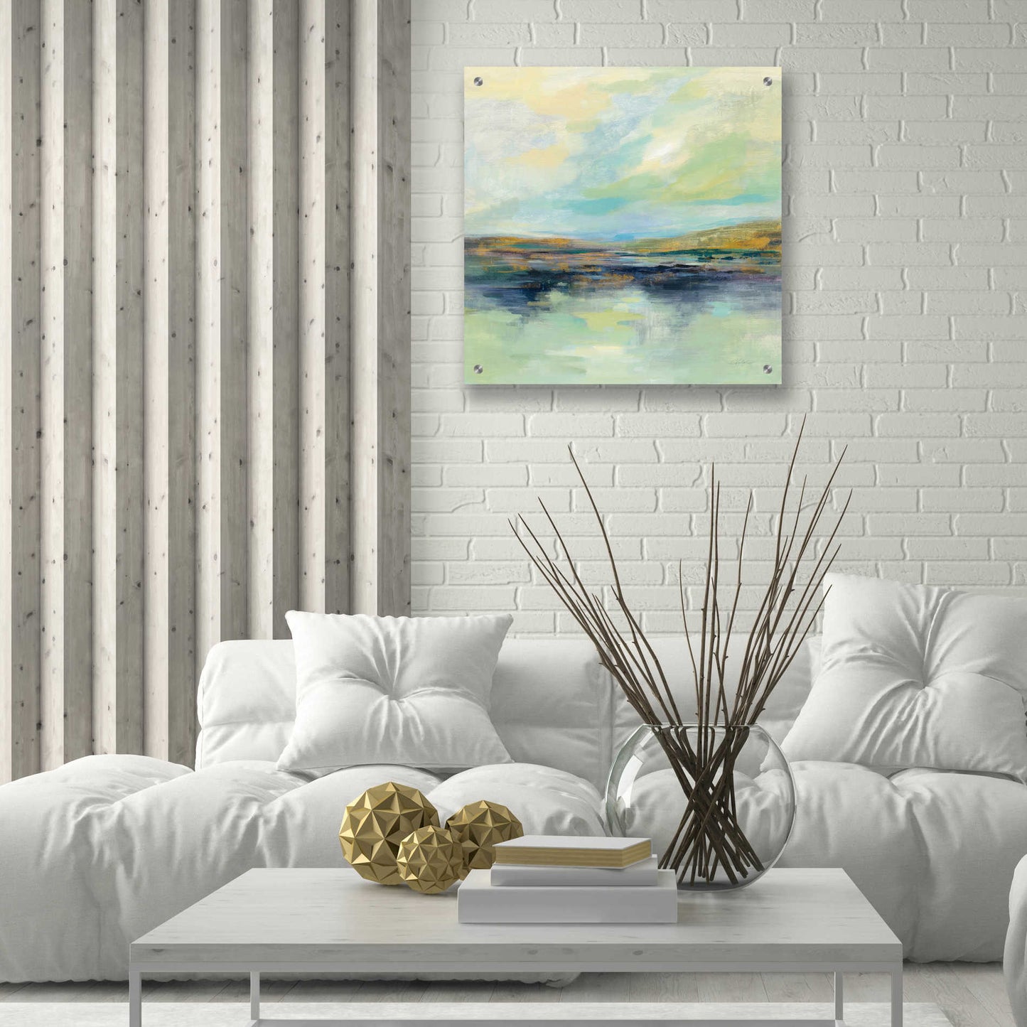 Epic Art 'Golden Fields by the River' by Silvia Vassileva, Acrylic Glass Wall Art,24x24