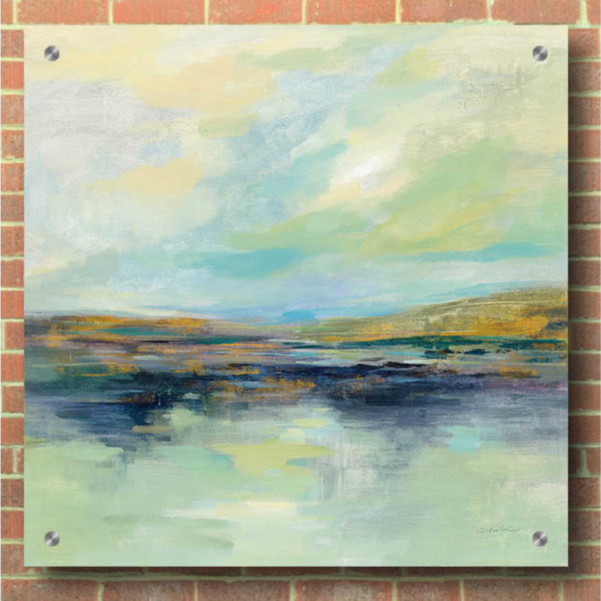 Epic Art 'Golden Fields by the River' by Silvia Vassileva, Acrylic Glass Wall Art,36x36