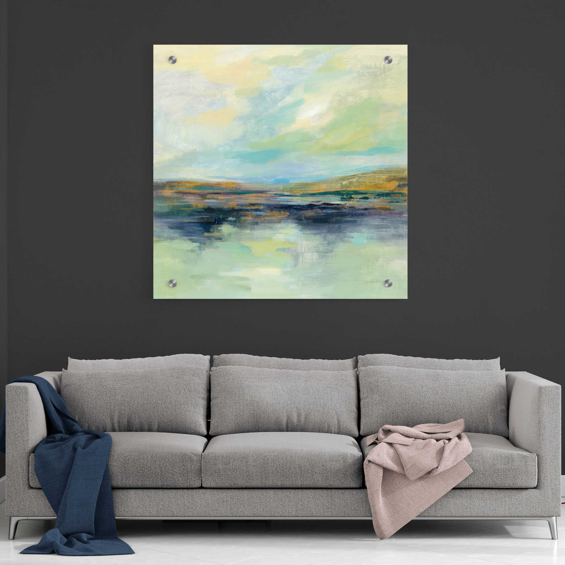 Epic Art 'Golden Fields by the River' by Silvia Vassileva, Acrylic Glass Wall Art,36x36