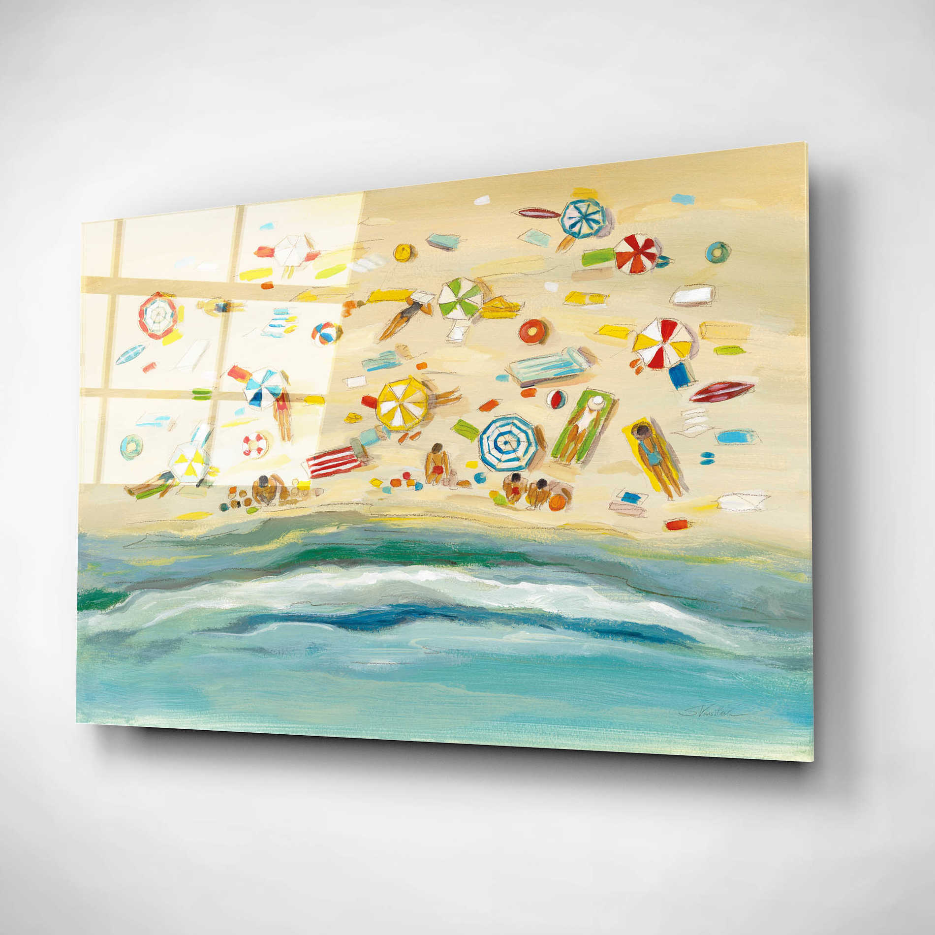 Epic Art 'Beach Day' by Silvia Vassileva, Acrylic Glass Wall Art,16x12