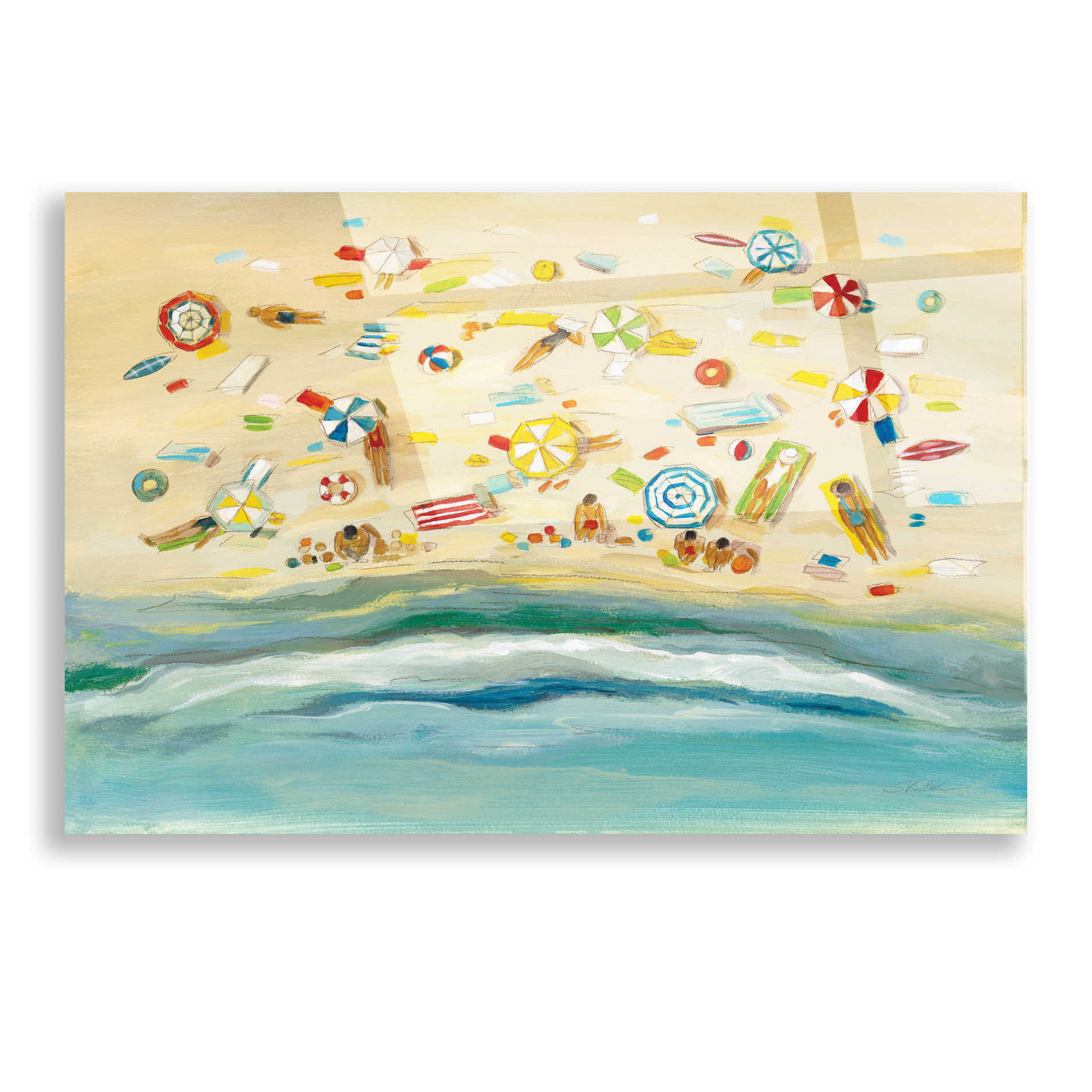 Epic Art 'Beach Day' by Silvia Vassileva, Acrylic Glass Wall Art,16x12