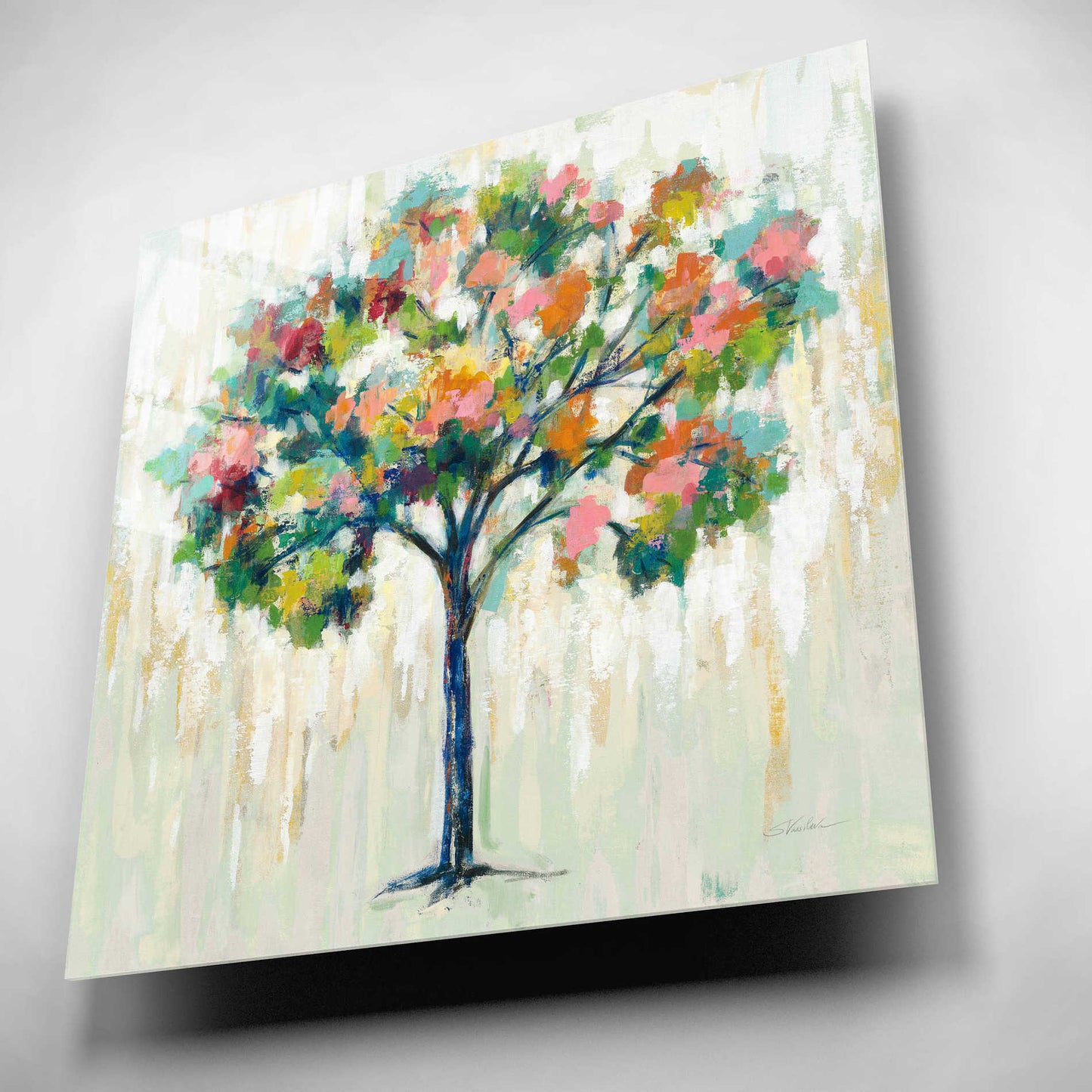 Epic Art 'Blooming Tree Neutral' by Silvia Vassileva, Acrylic Glass Wall Art,12x12