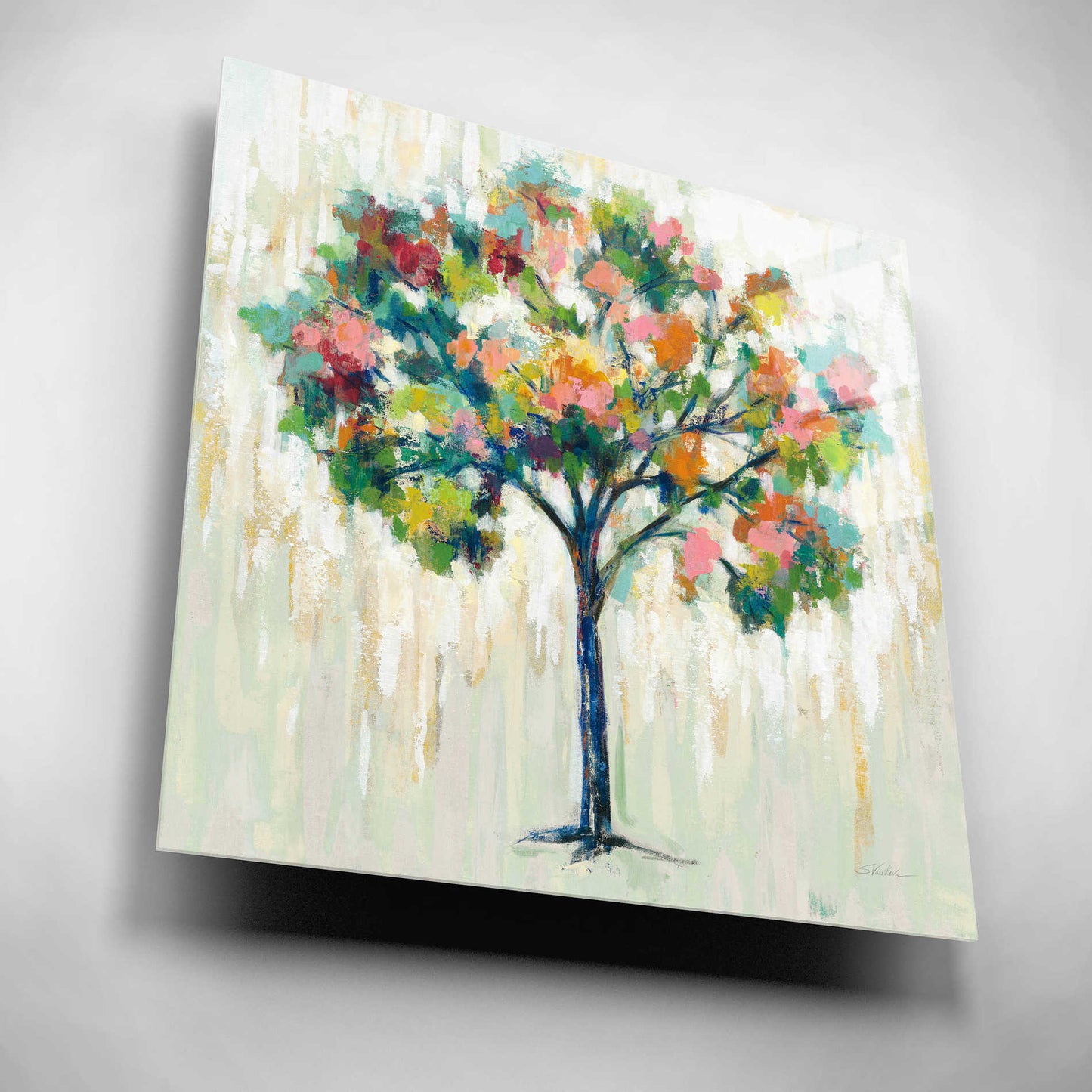 Epic Art 'Blooming Tree Neutral' by Silvia Vassileva, Acrylic Glass Wall Art,12x12