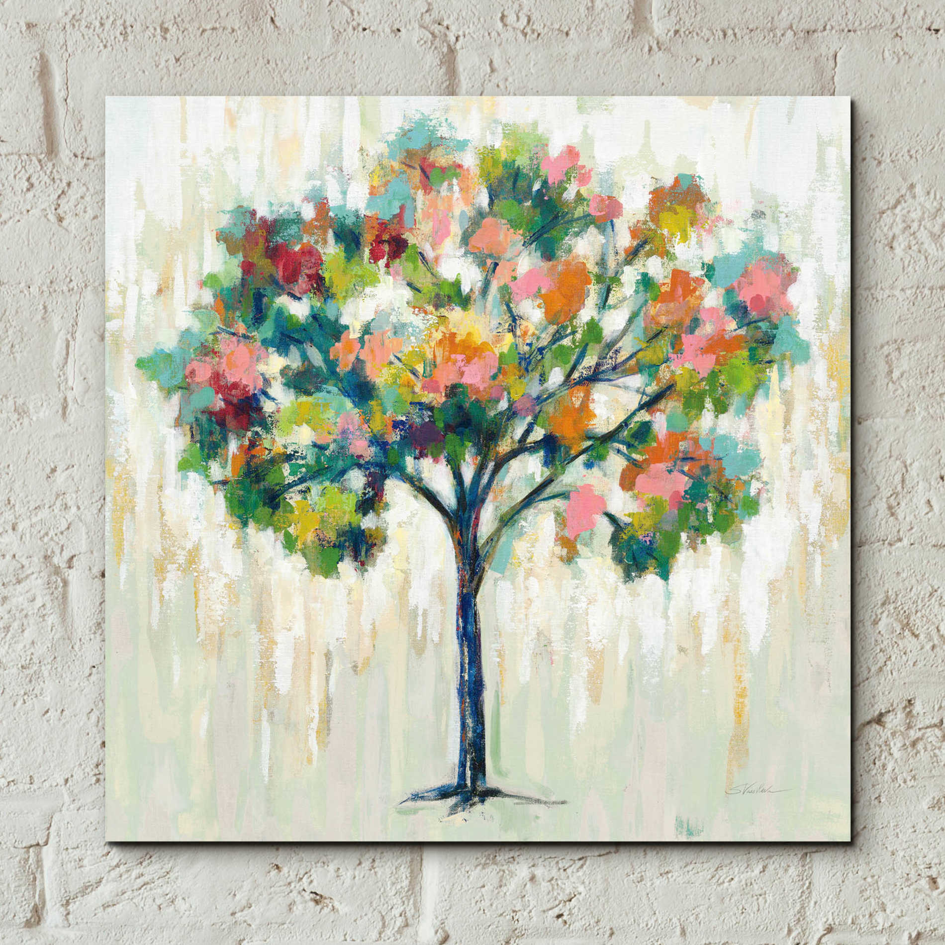 Epic Art 'Blooming Tree Neutral' by Silvia Vassileva, Acrylic Glass Wall Art,12x12