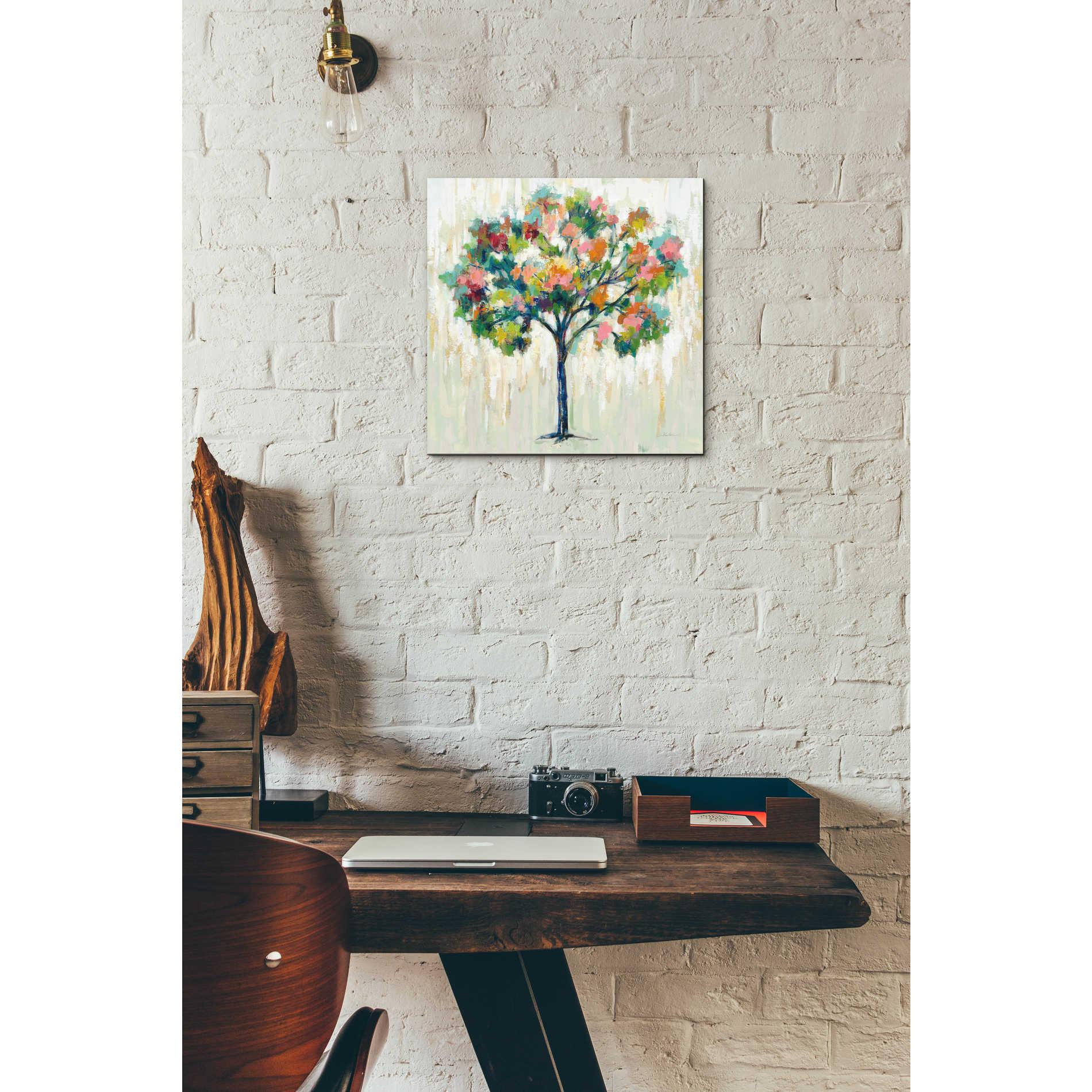 Epic Art 'Blooming Tree Neutral' by Silvia Vassileva, Acrylic Glass Wall Art,12x12