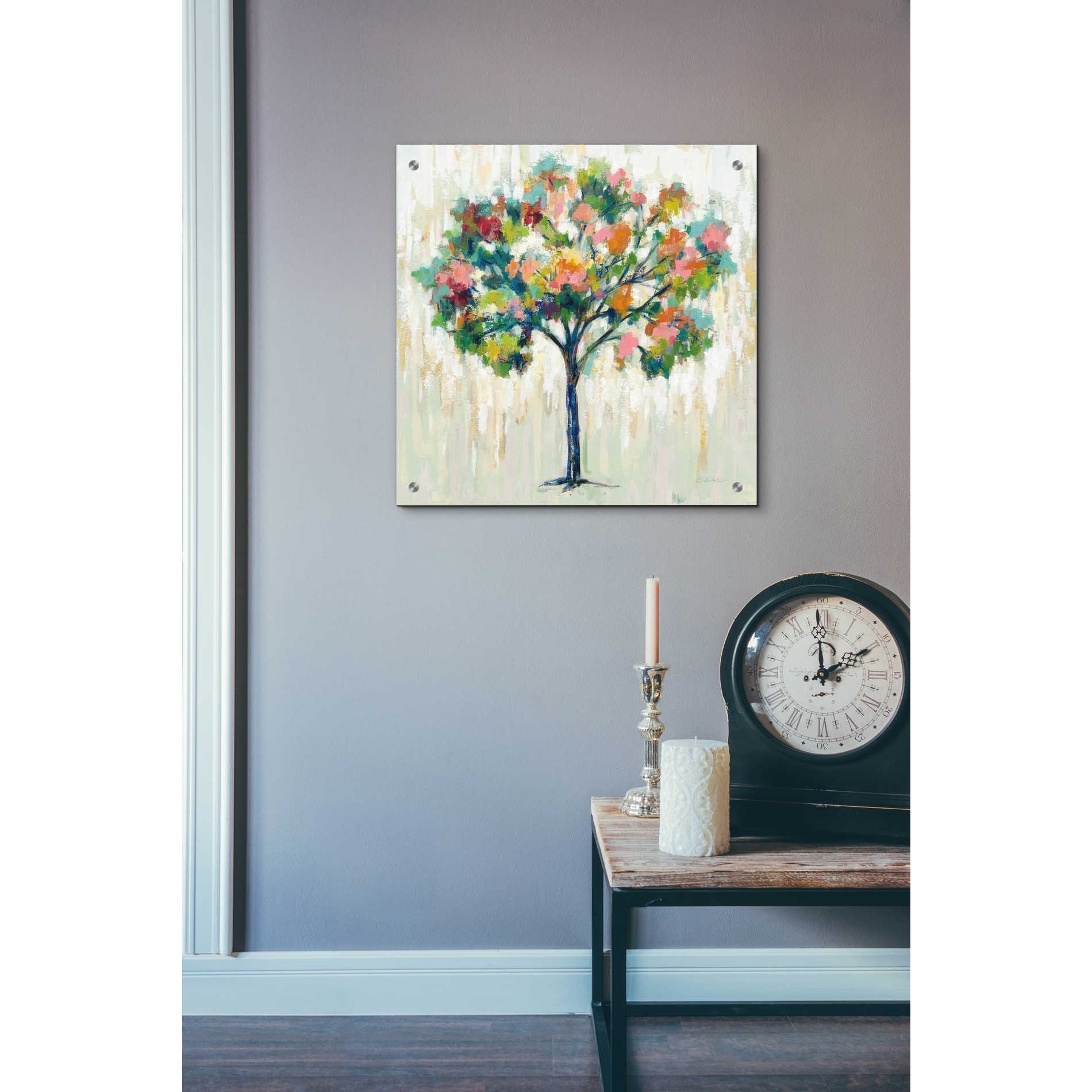 Epic Art 'Blooming Tree Neutral' by Silvia Vassileva, Acrylic Glass Wall Art,24x24