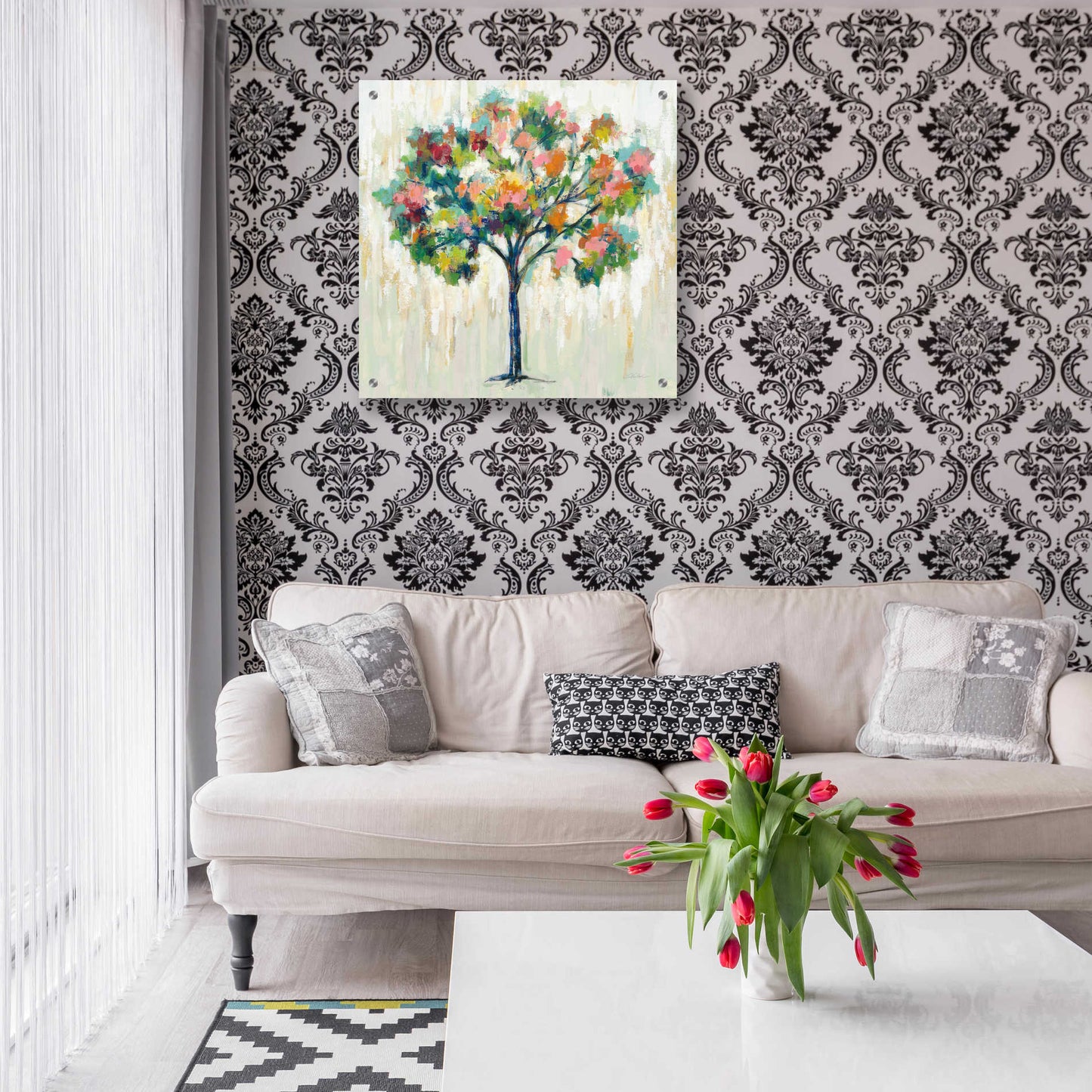 Epic Art 'Blooming Tree Neutral' by Silvia Vassileva, Acrylic Glass Wall Art,24x24