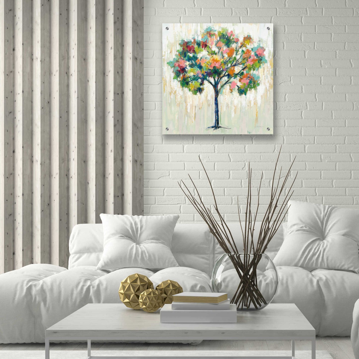 Epic Art 'Blooming Tree Neutral' by Silvia Vassileva, Acrylic Glass Wall Art,24x24