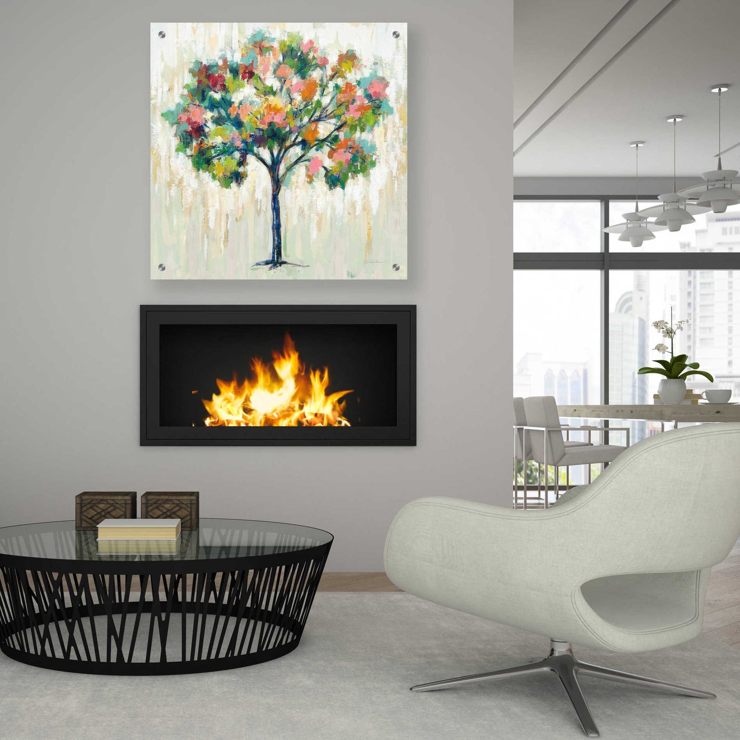 Epic Art 'Blooming Tree Neutral' by Silvia Vassileva, Acrylic Glass Wall Art,36x36