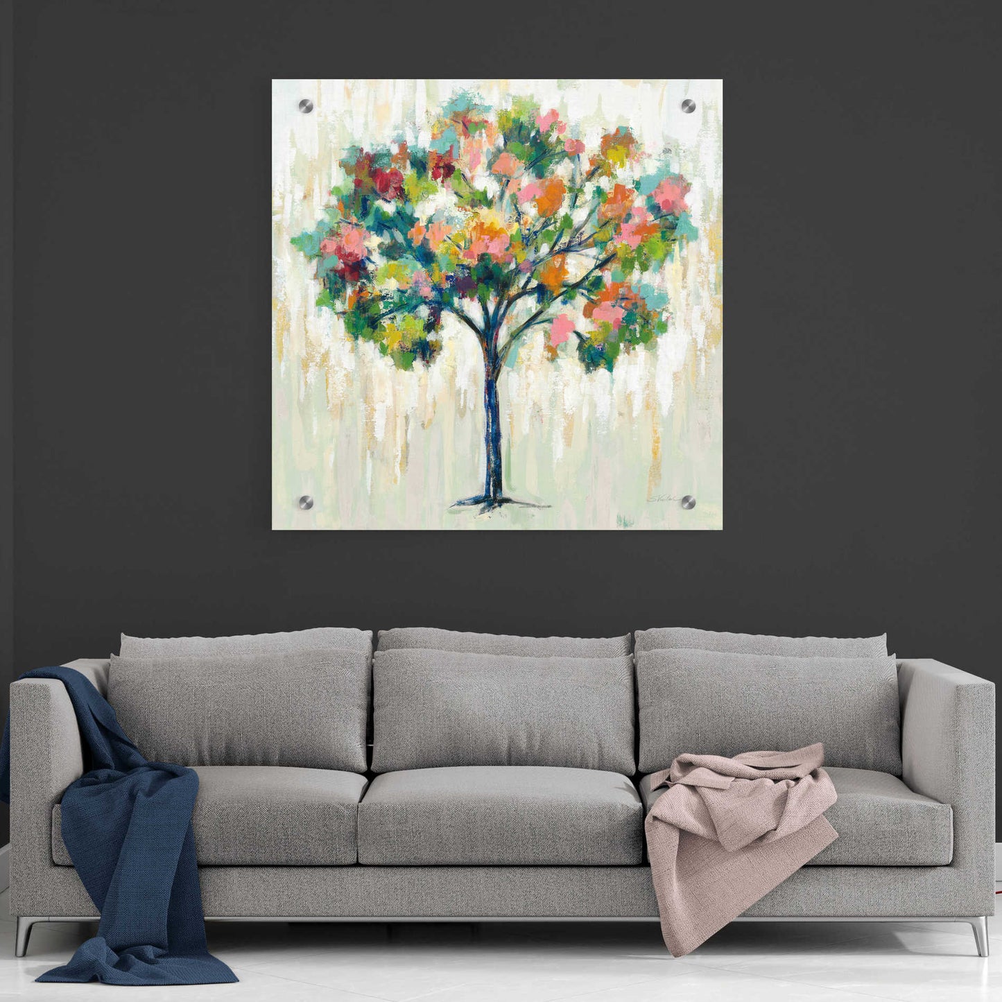 Epic Art 'Blooming Tree Neutral' by Silvia Vassileva, Acrylic Glass Wall Art,36x36