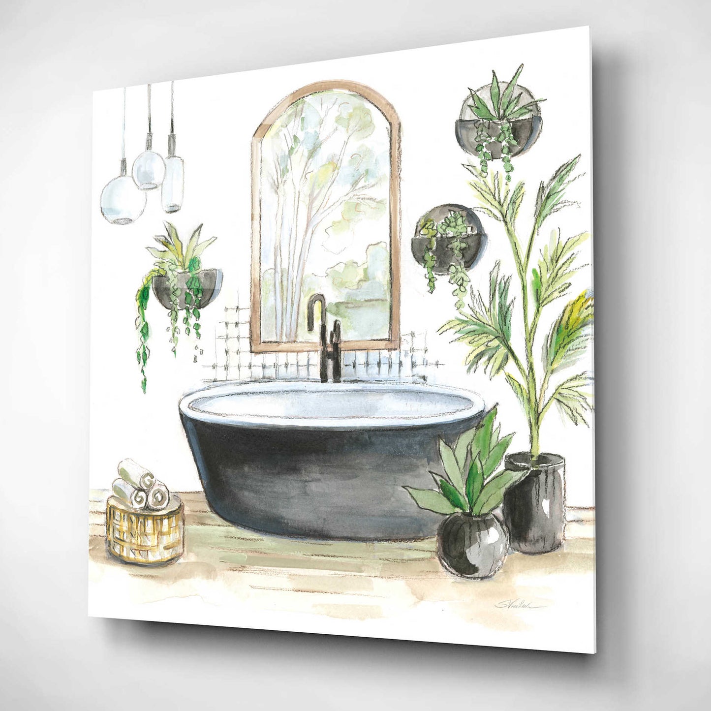 Epic Art 'Black Bathtub II' by Silvia Vassileva, Acrylic Glass Wall Art,12x12