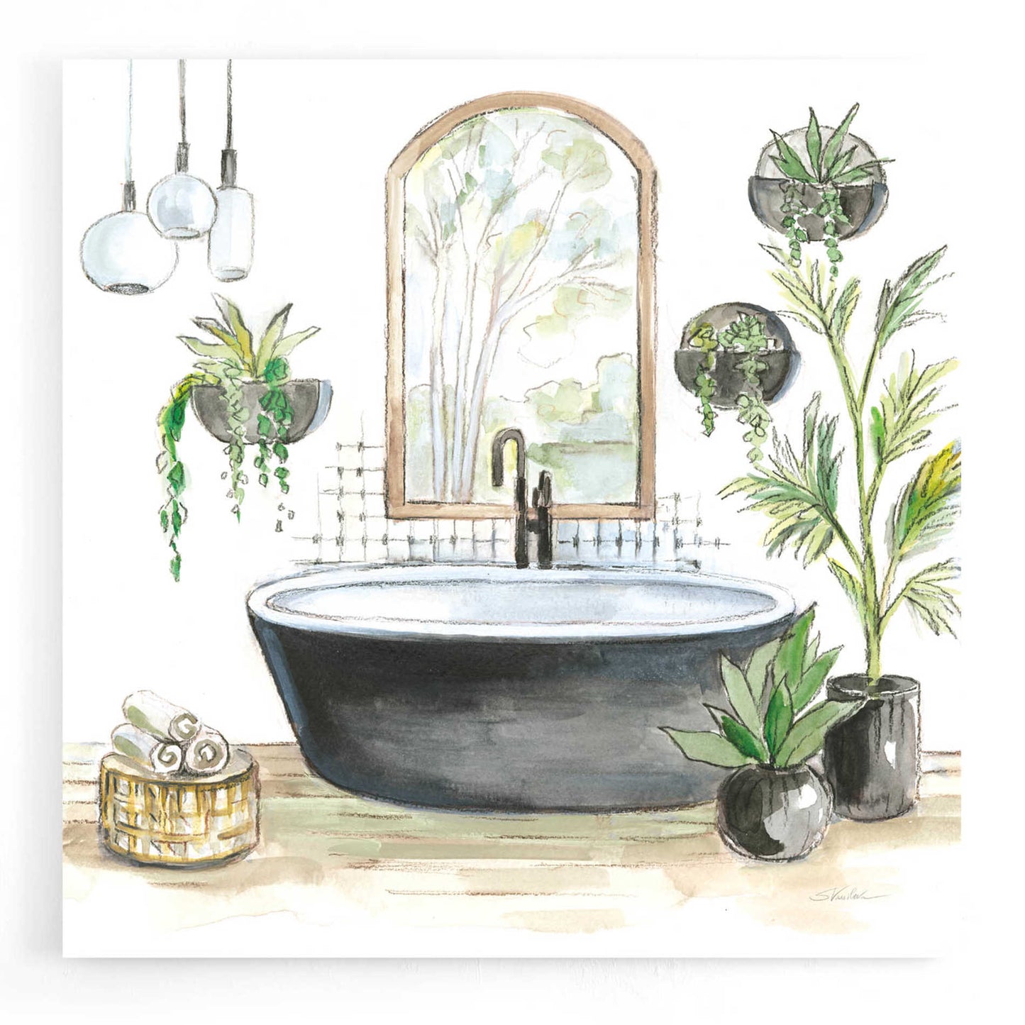 Epic Art 'Black Bathtub II' by Silvia Vassileva, Acrylic Glass Wall Art,12x12