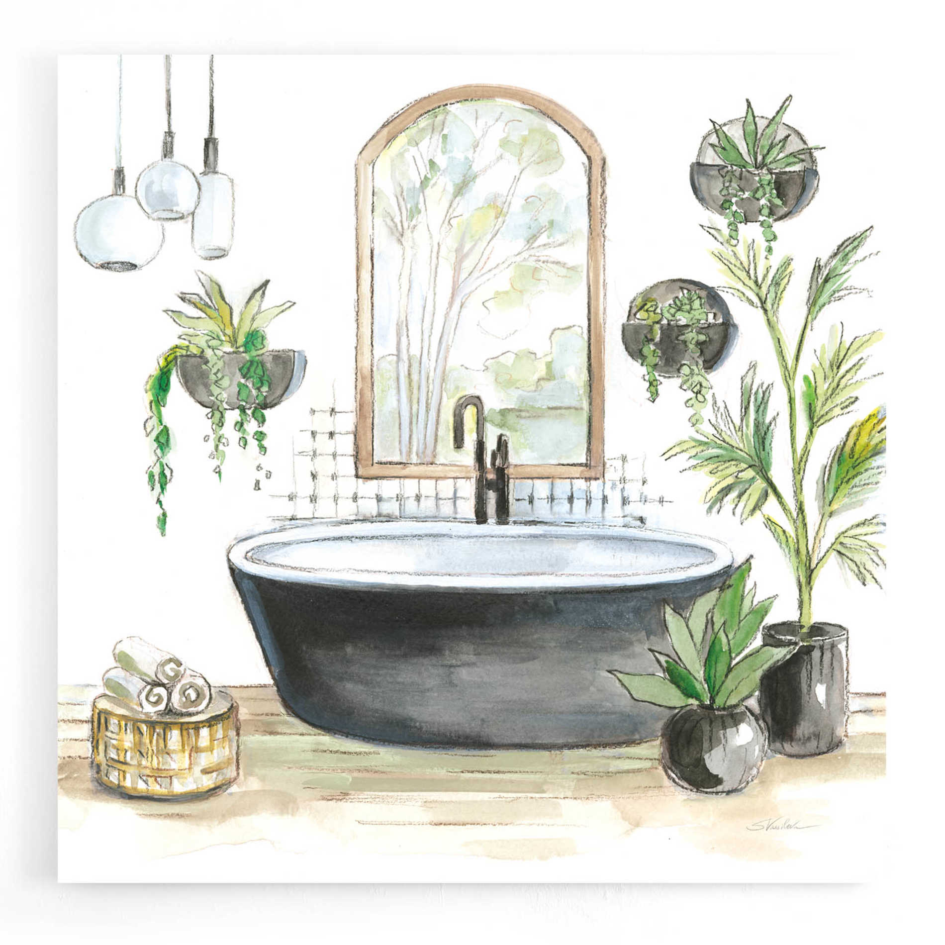 Epic Art 'Black Bathtub II' by Silvia Vassileva, Acrylic Glass Wall Art,12x12