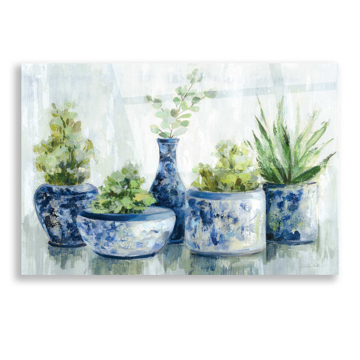 Epic Art 'Chinoiserie Plants Bright' by Silvia Vassileva, Acrylic Glass Wall Art