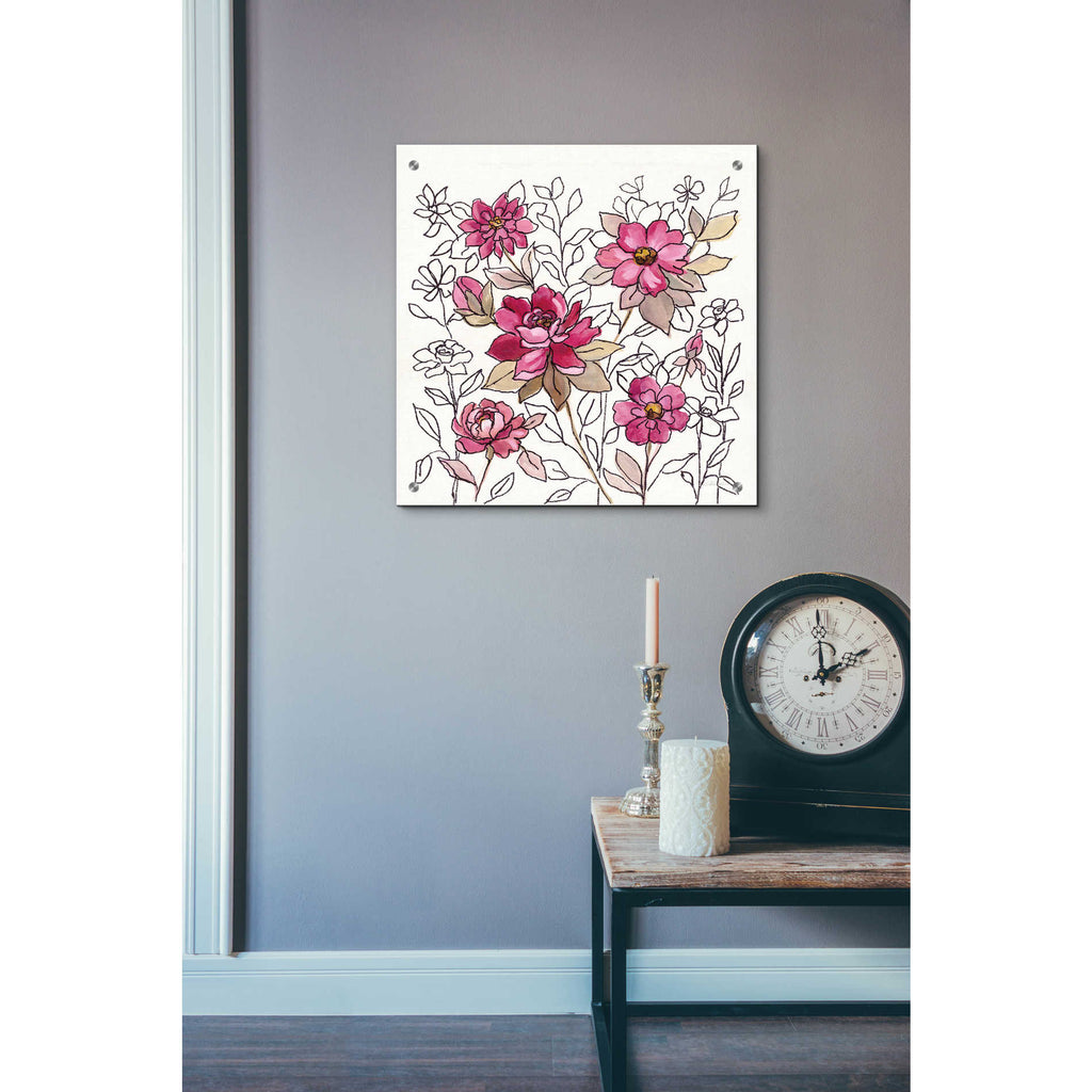 Epic Art 'Magenta Flower Lace I' by Silvia Vassileva, Acrylic Glass Wall Art,24x24