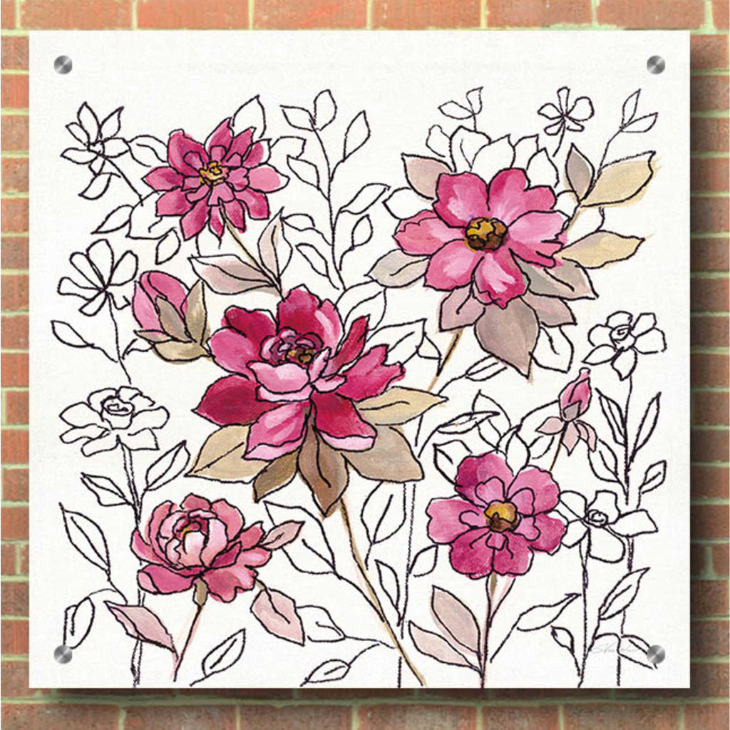 Epic Art 'Magenta Flower Lace I' by Silvia Vassileva, Acrylic Glass Wall Art,36x36