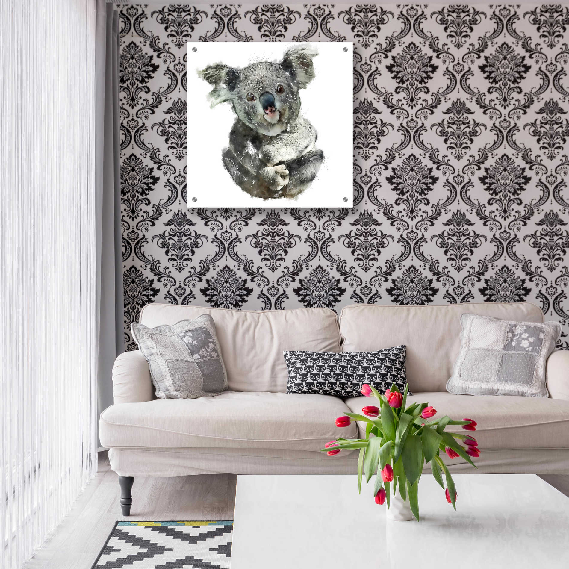 Epic Art 'Koala Cuddle' by Kim Curinga, Acrylic Glass Wall Art,24x24