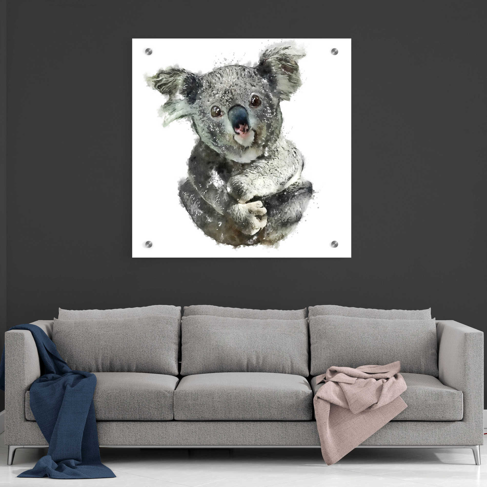 Epic Art 'Koala Cuddle' by Kim Curinga, Acrylic Glass Wall Art,36x36