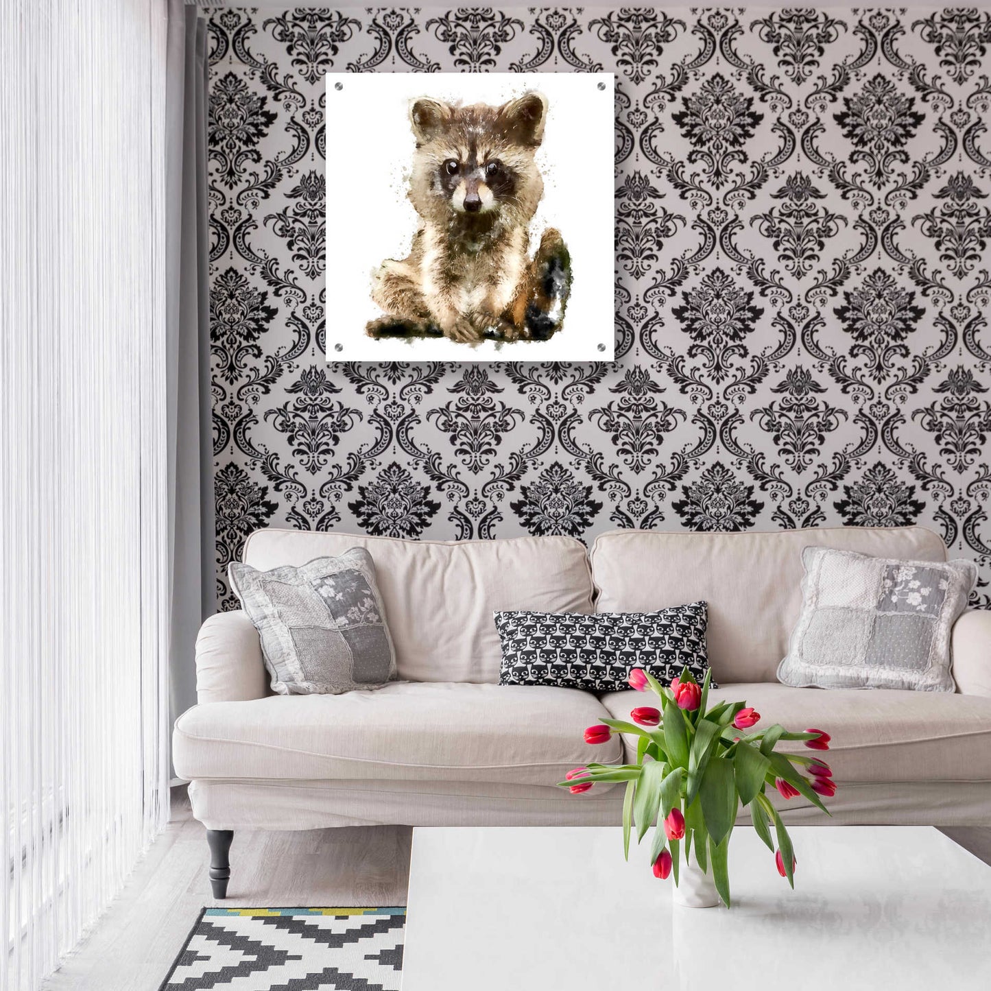 Epic Art 'Ricky Racoon' by Kim Curinga, Acrylic Glass Wall Art,24x24