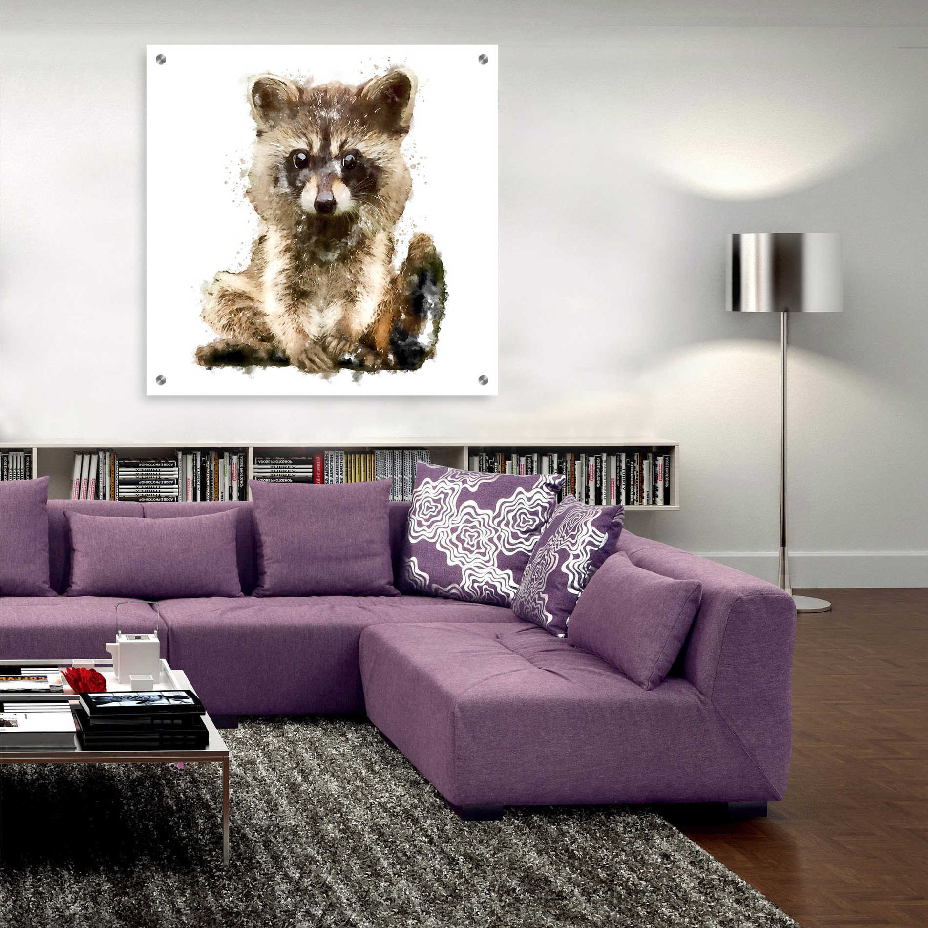 Epic Art 'Ricky Racoon' by Kim Curinga, Acrylic Glass Wall Art,36x36