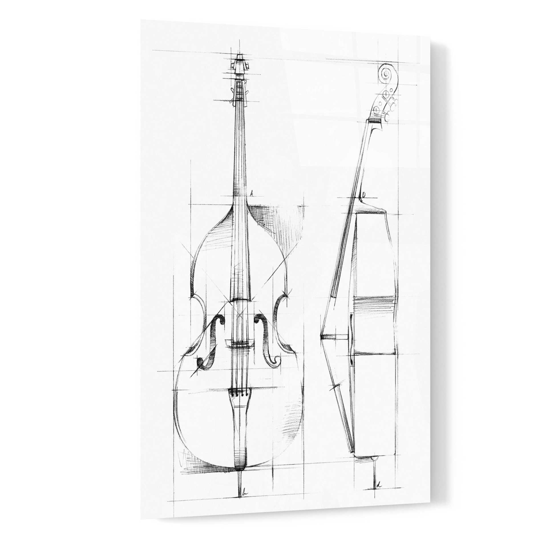 Epic Art "Bass Sketch" by Ethan Harper, Acrylic Glass Wall Art,16x24