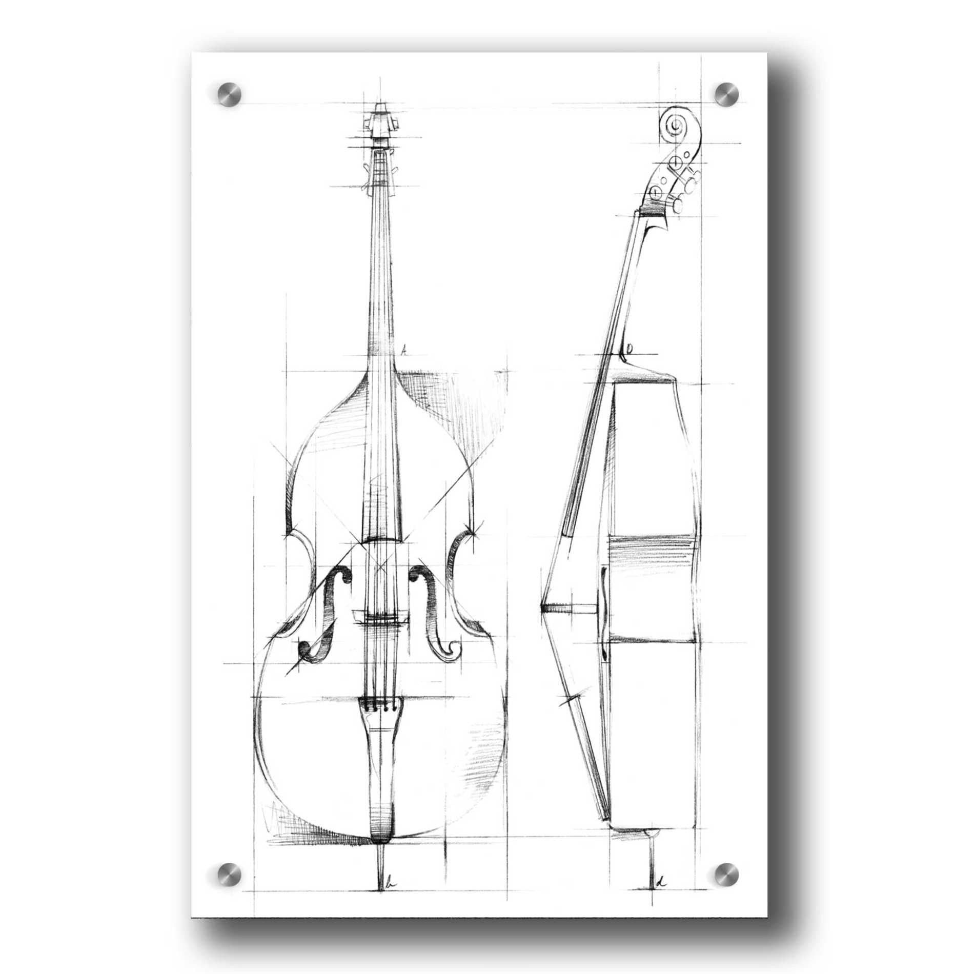 Epic Art "Bass Sketch" by Ethan Harper, Acrylic Glass Wall Art,24x36