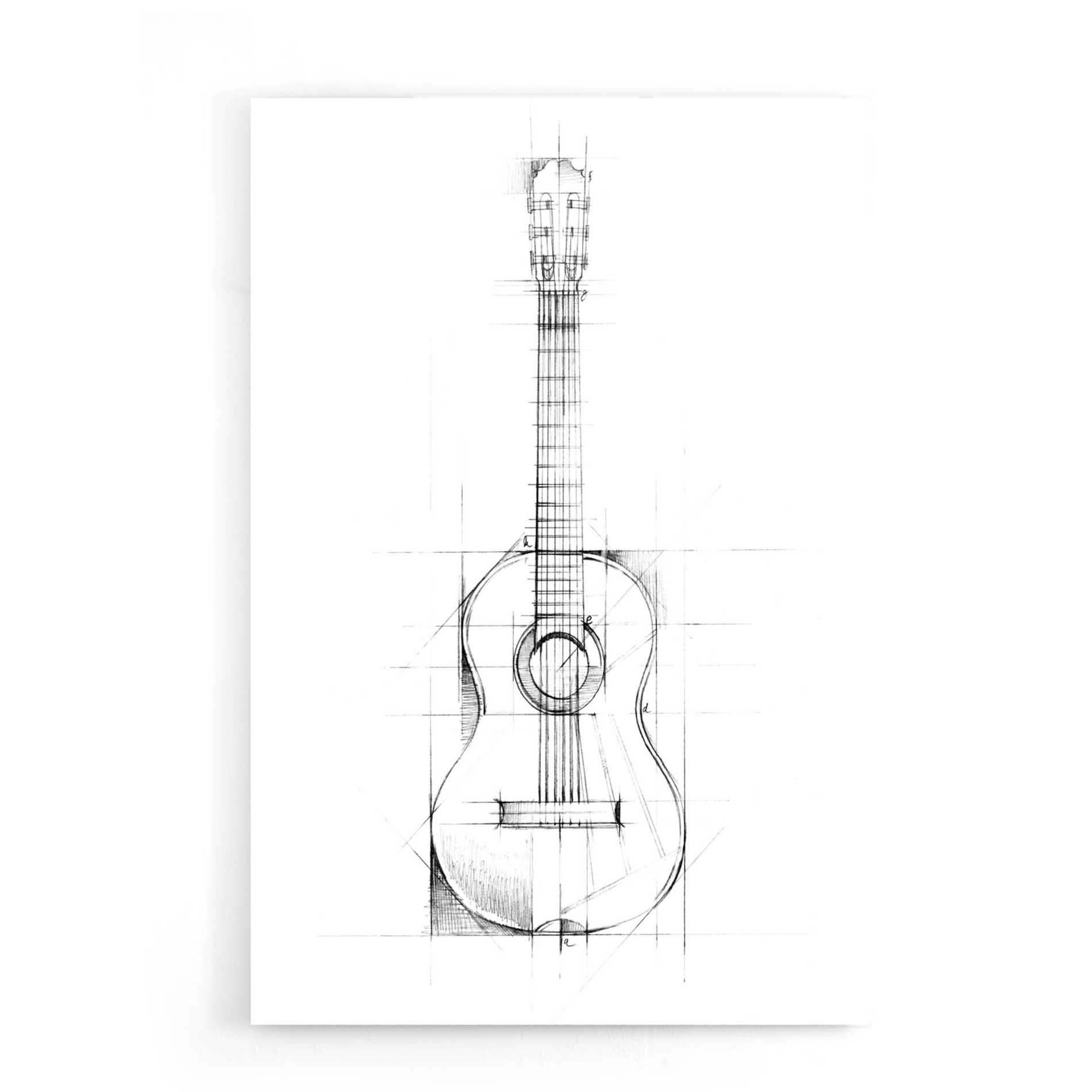 Epic Art "Guitar Sketch" by Ethan Harper, Acrylic Glass Wall Art,16x24
