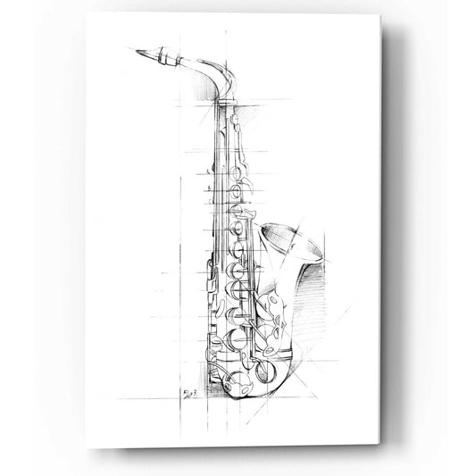 Epic Art "Saxophone Sketch" by Ethan Harper, Acrylic Glass Wall Art