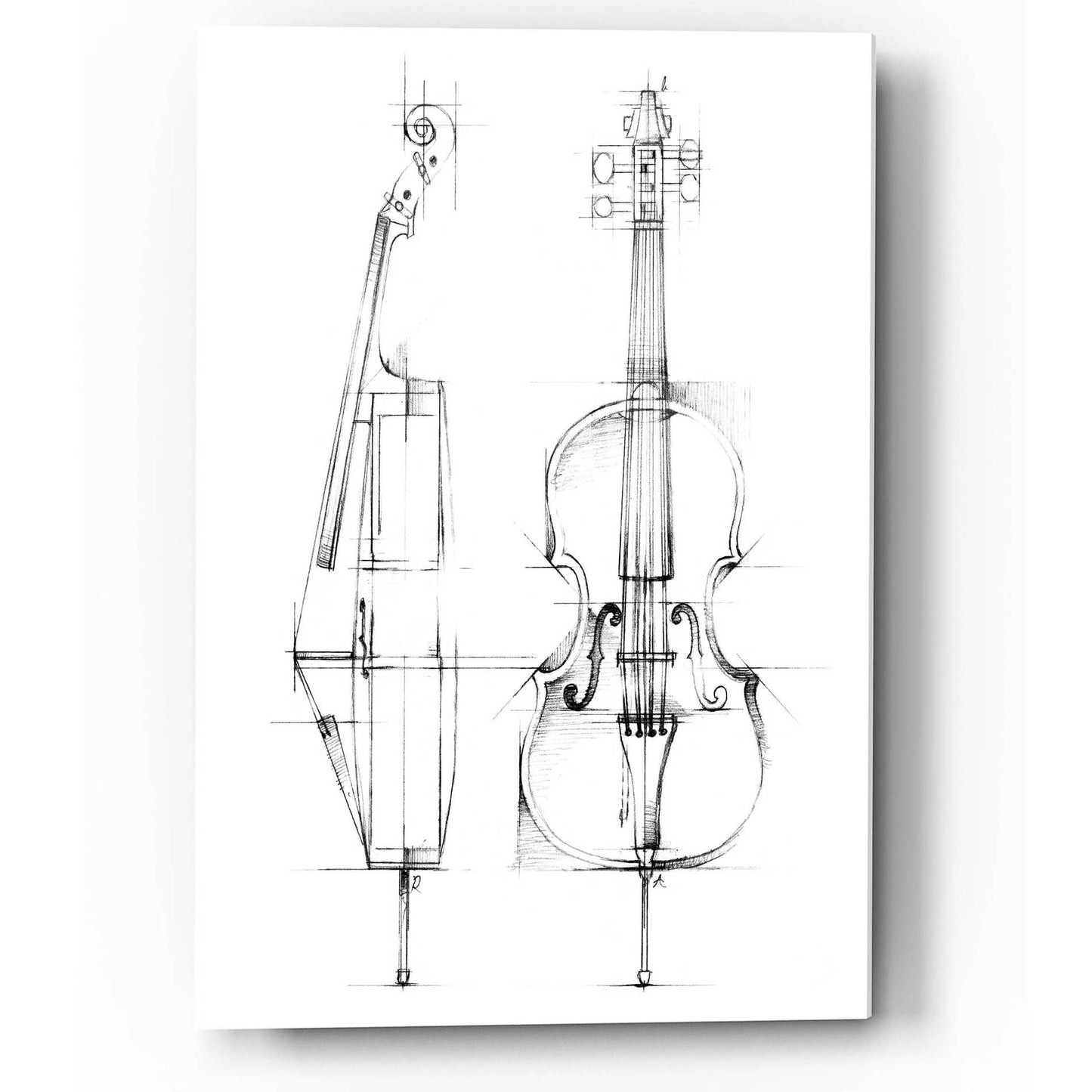 Epic Art "Cello Sketch" by Ethan Harper, Acrylic Glass Wall Art,12x16