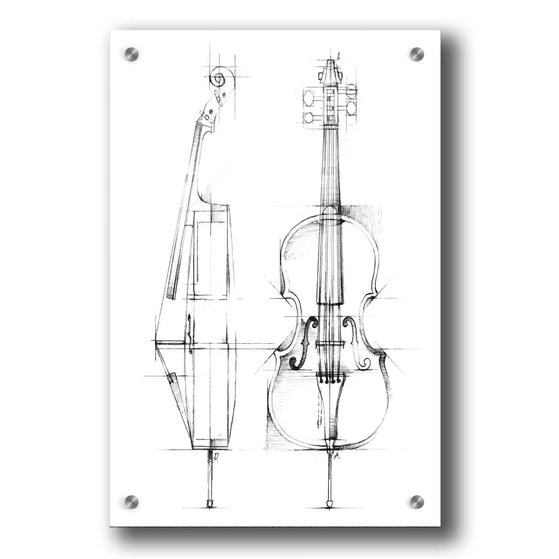 Epic Art "Cello Sketch" by Ethan Harper, Acrylic Glass Wall Art,24x36